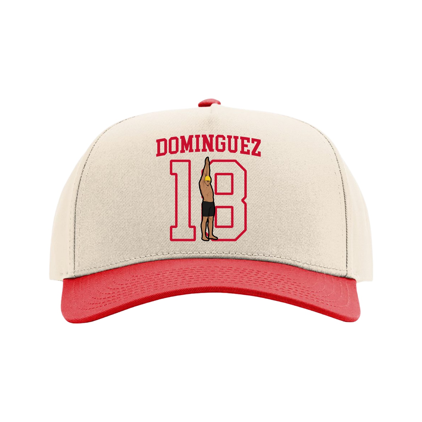 Full Fabric Five-Panel Champ Cap — Shirsey in Cream/Red