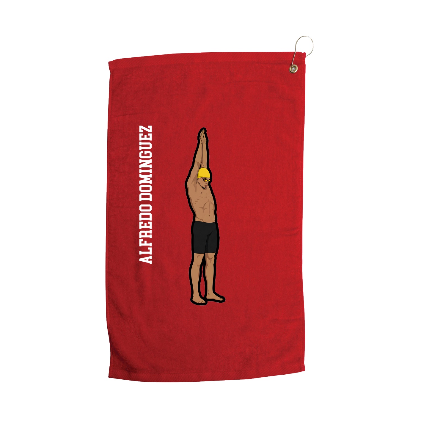 Golf Towel — Name Vertical in Red