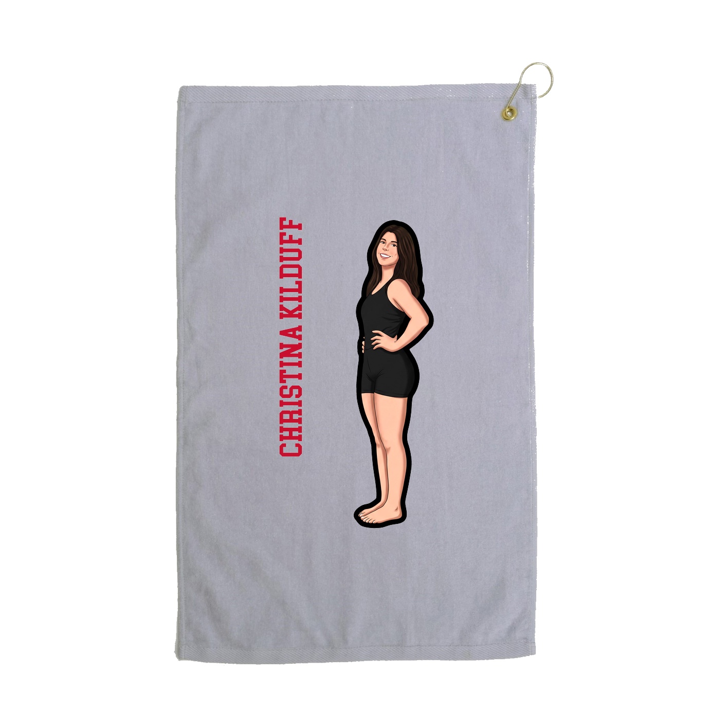 Golf Towel — Name Vertical in Grey