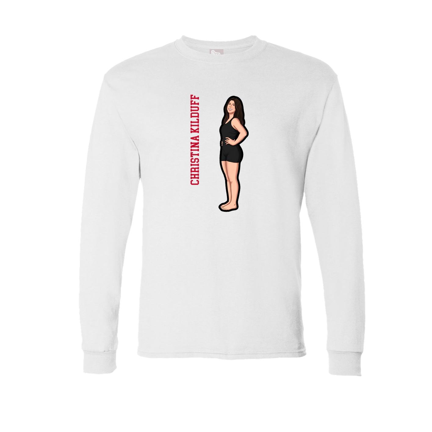 Long Sleeve Tee — Name Vertical in White