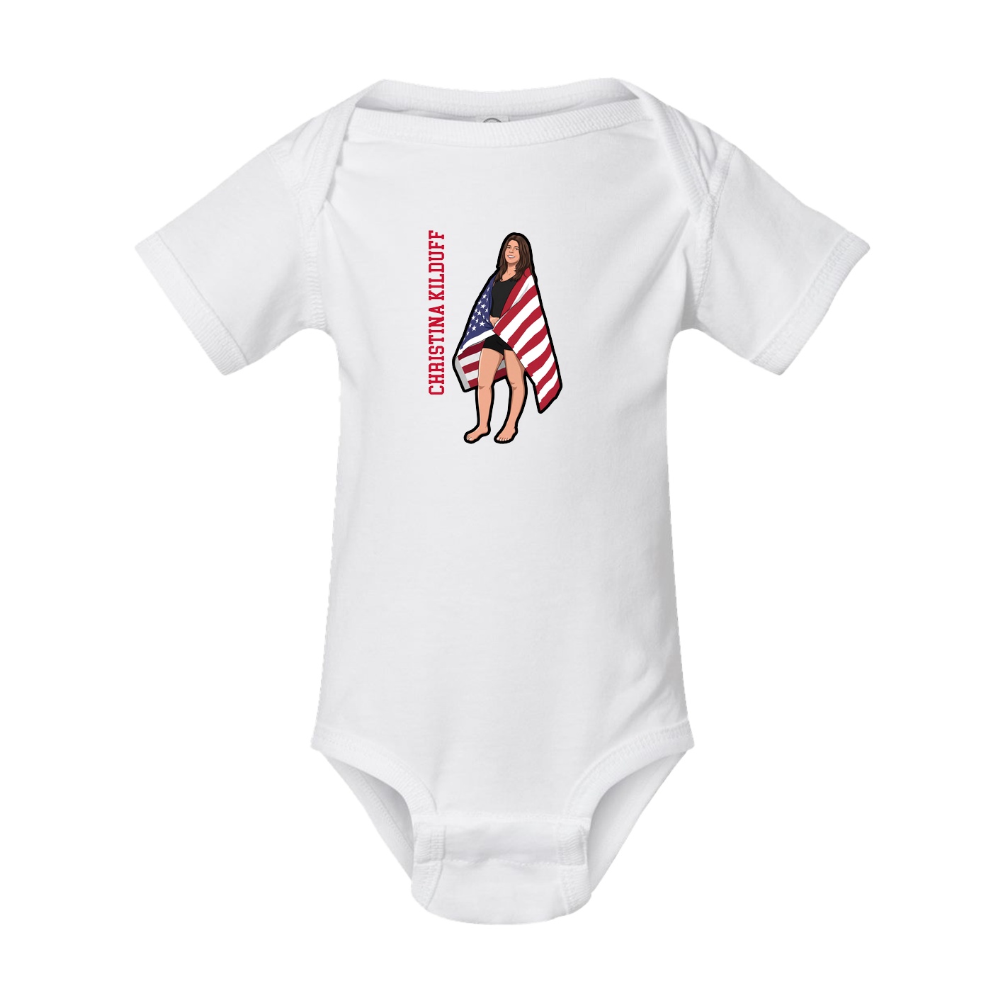 Baby Onesie — Name Vertical in White