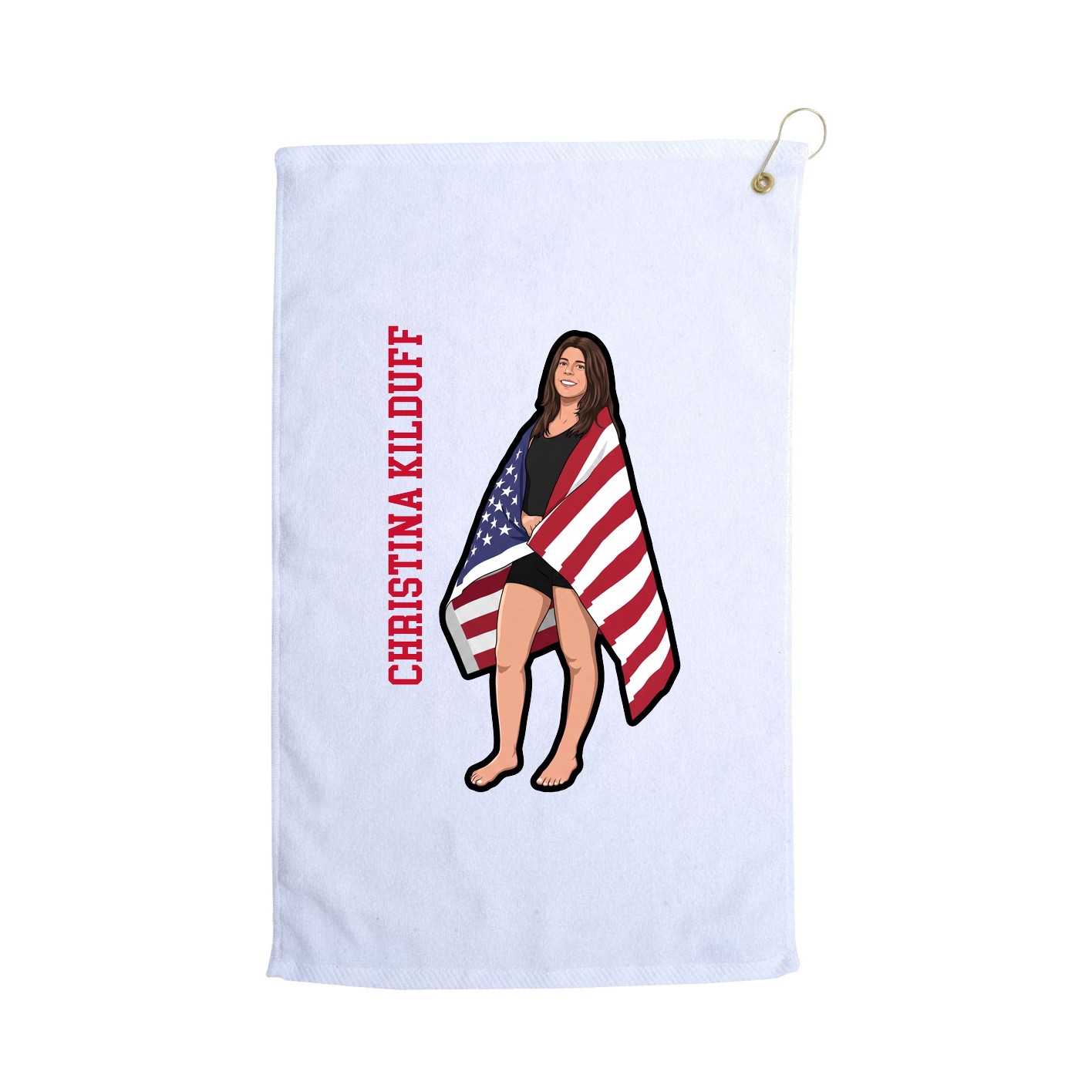 Golf Towel — Name Vertical in White