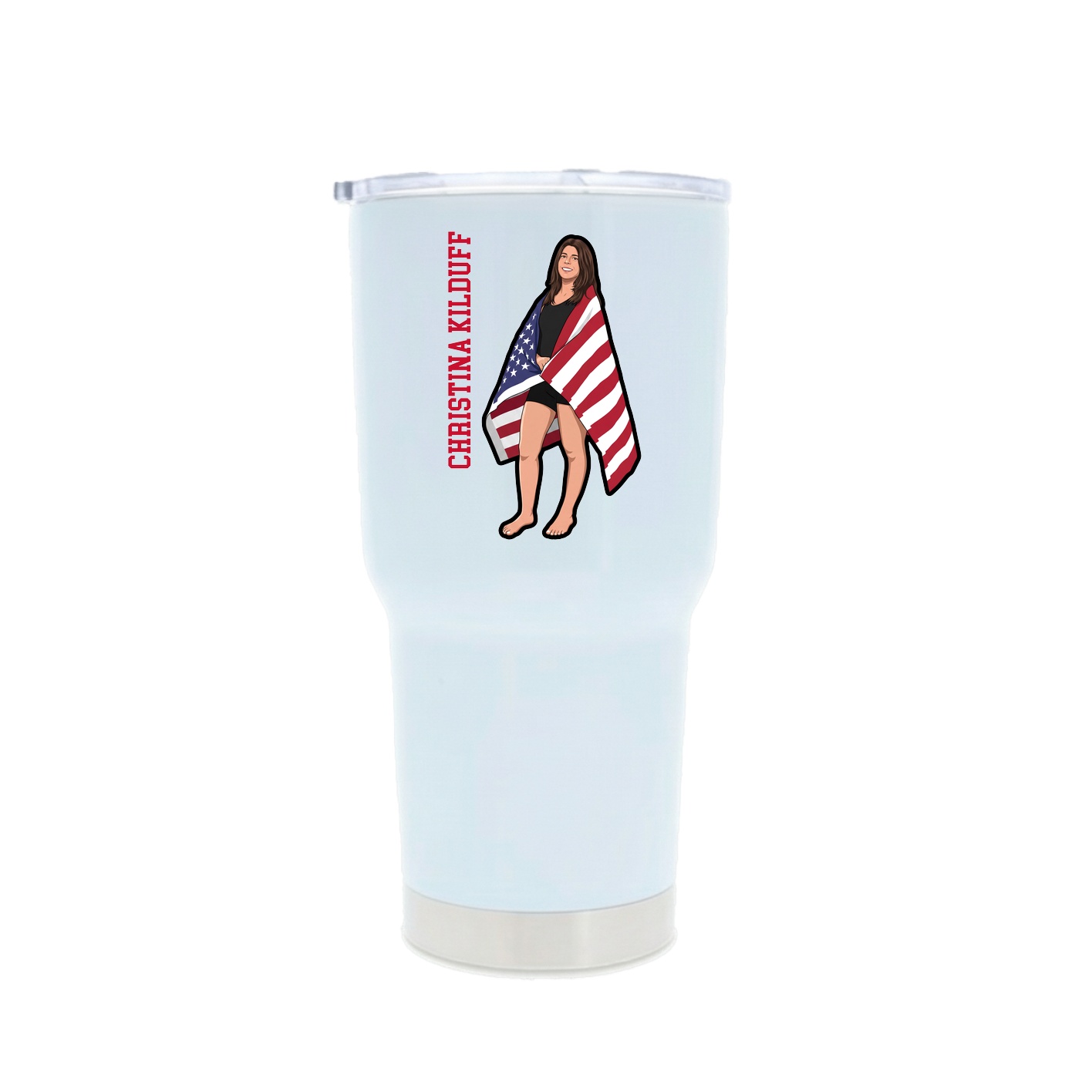 30oz Stainless Steel Tumbler — Name Vertical in White