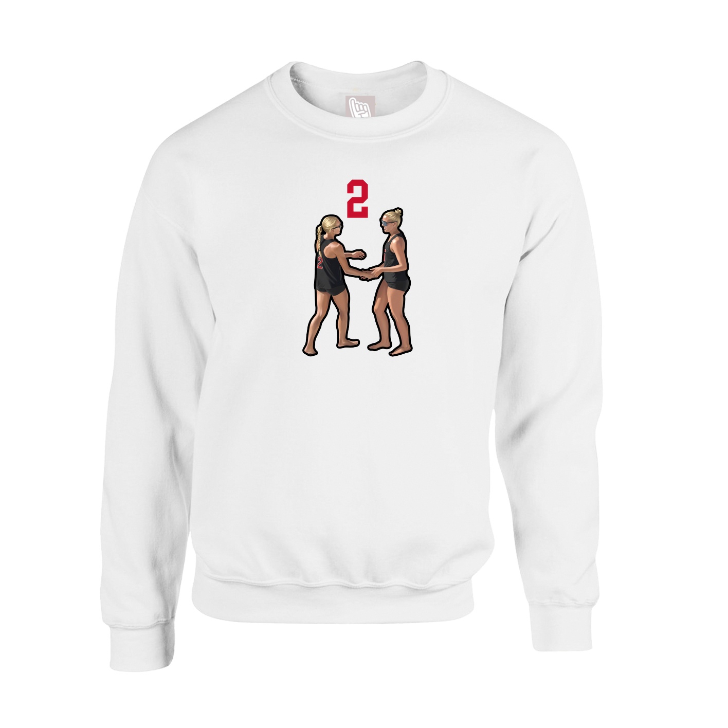 Fleece Crew — Number Top in White