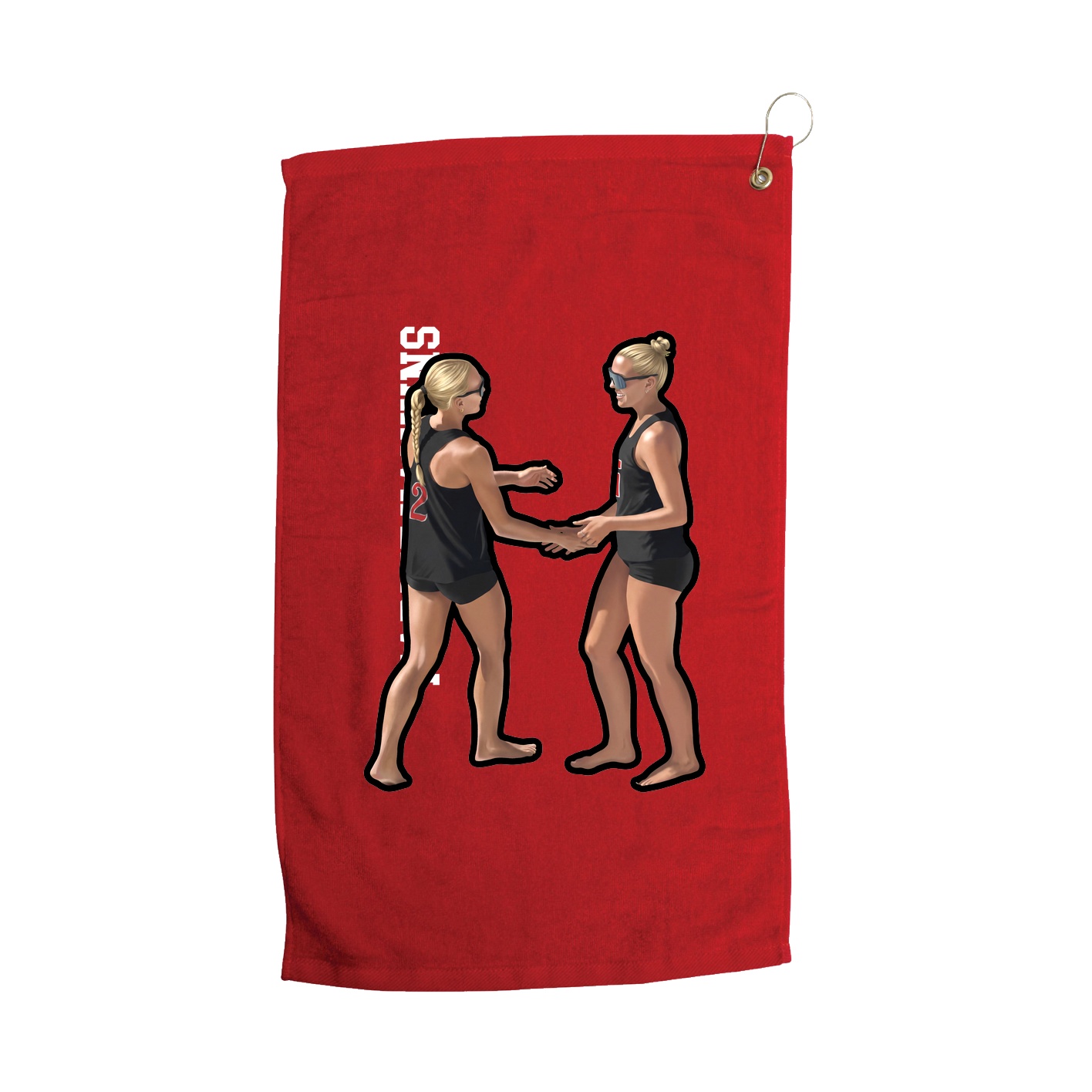 Golf Towel — Name Vertical in Red