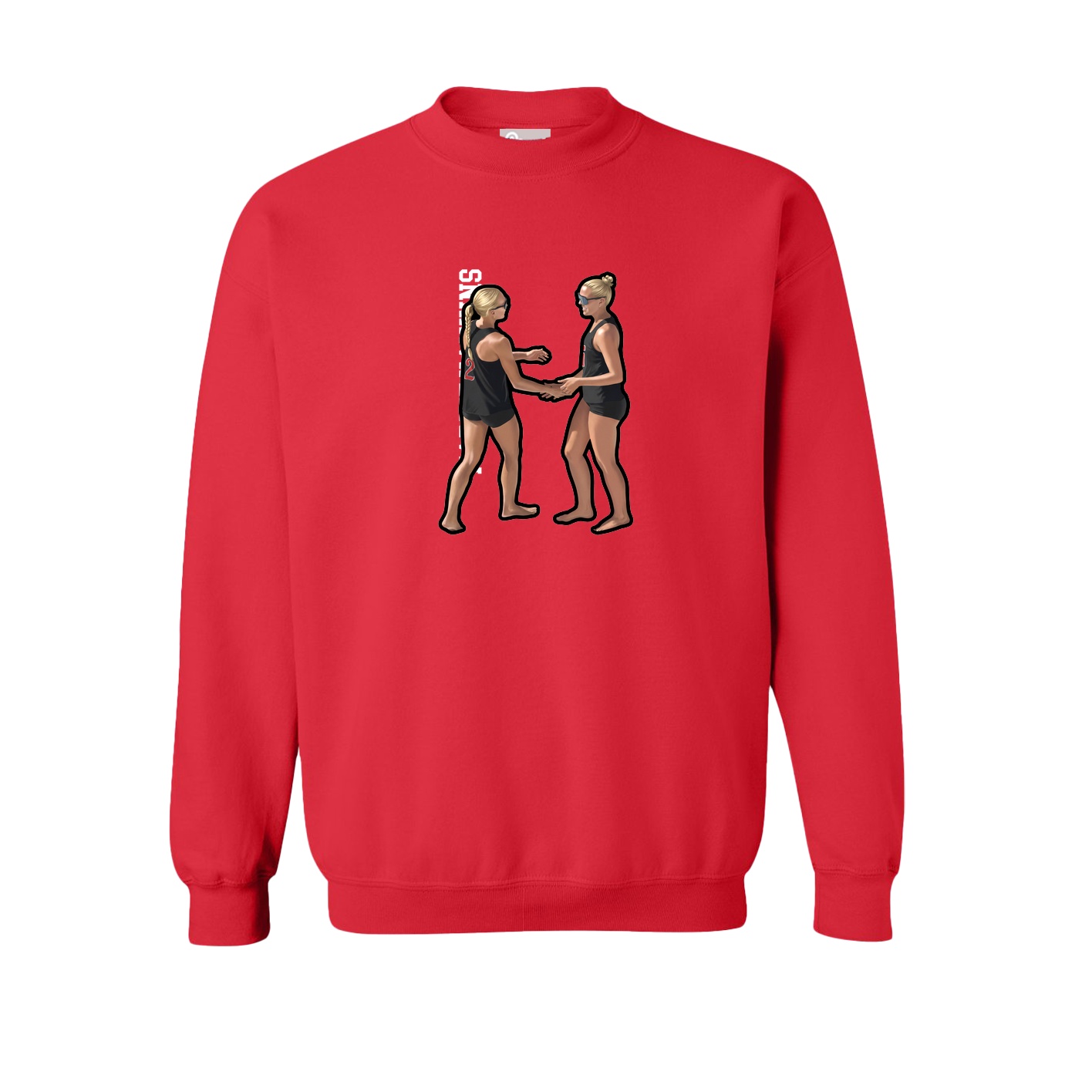 Fleece Crew — Name Vertical in Red
