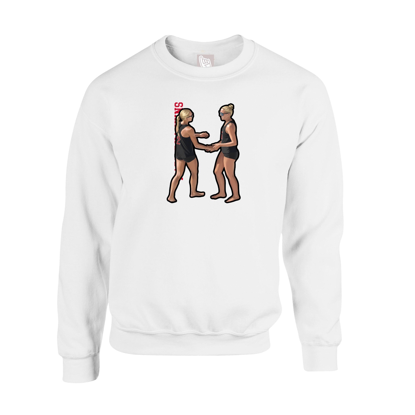 Fleece Crew — Name Vertical in White