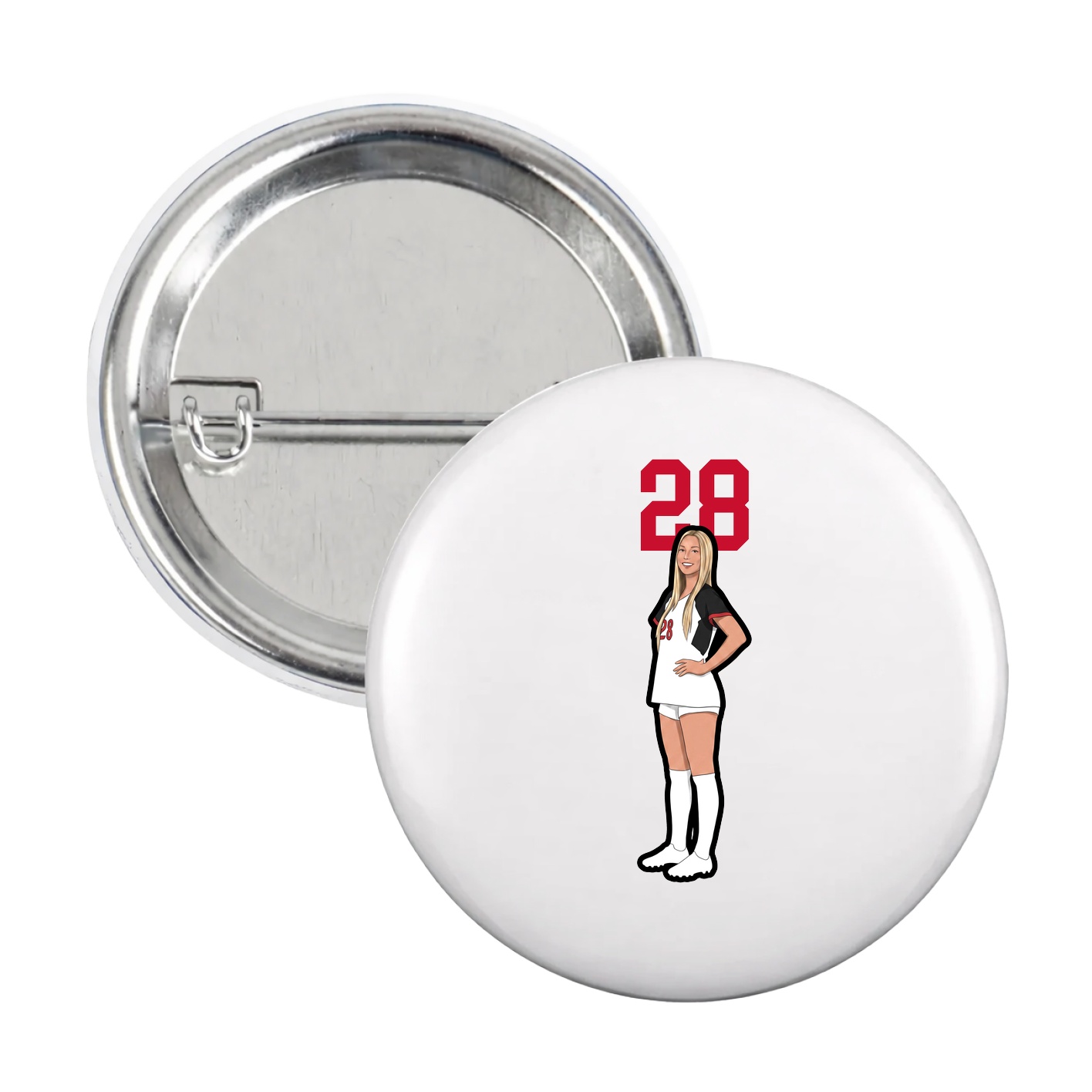 Game Day Button — Number Top in White