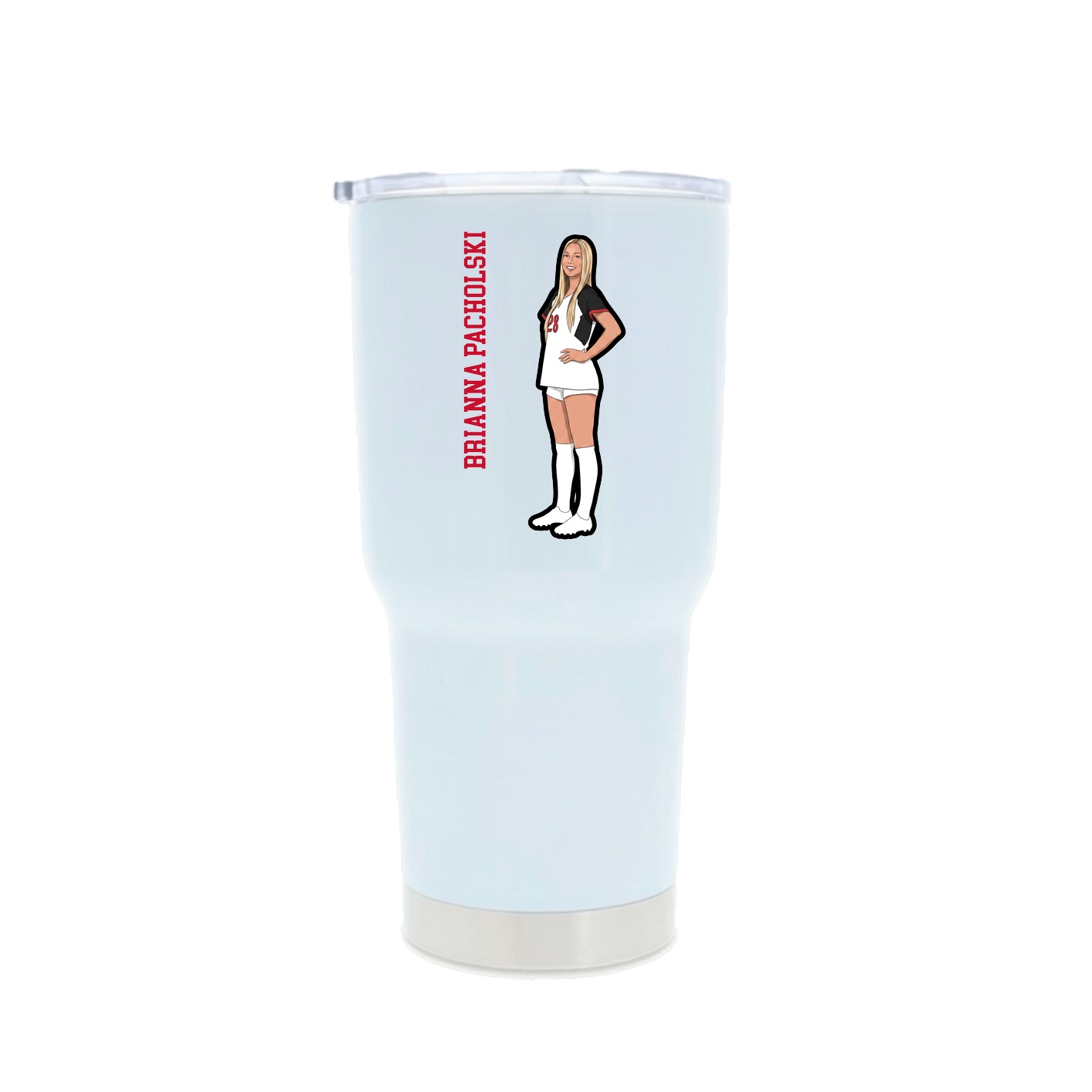 30oz Stainless Steel Tumbler — Name Vertical in White