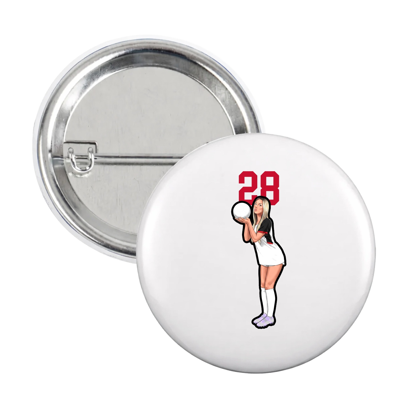 Game Day Button — Number Top in White