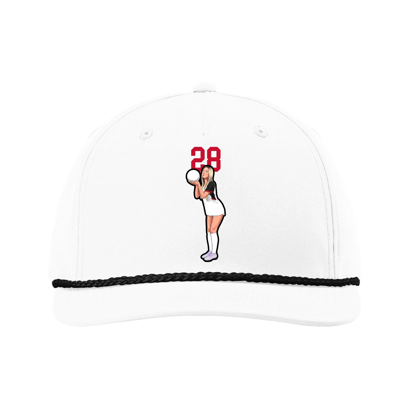 Five-Panel Classic Rope Cap — Number Top in White