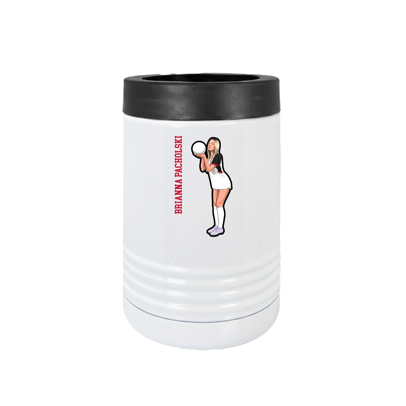 Beverage Holder — Name Vertical in White