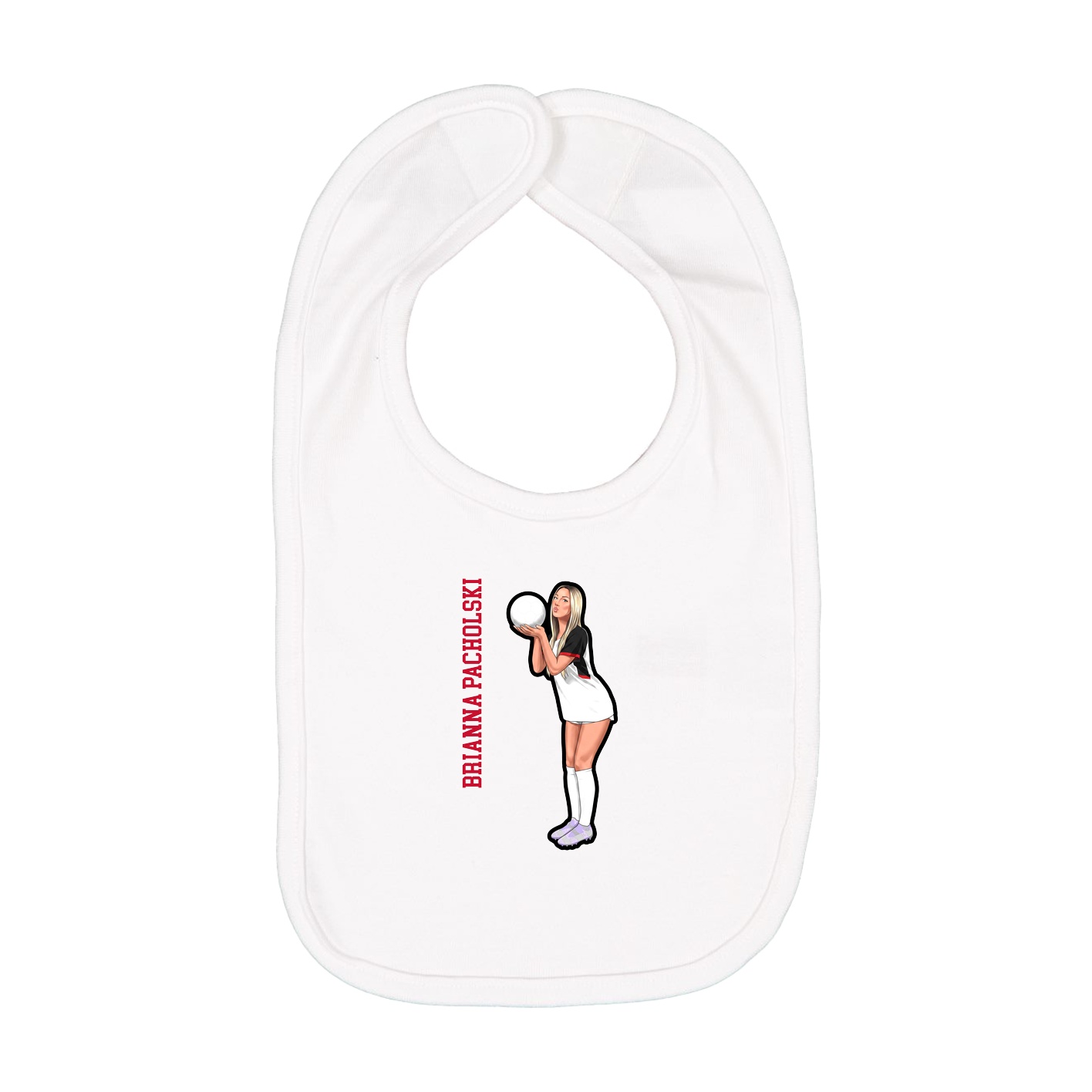 Infant Bib — Name Vertical in White