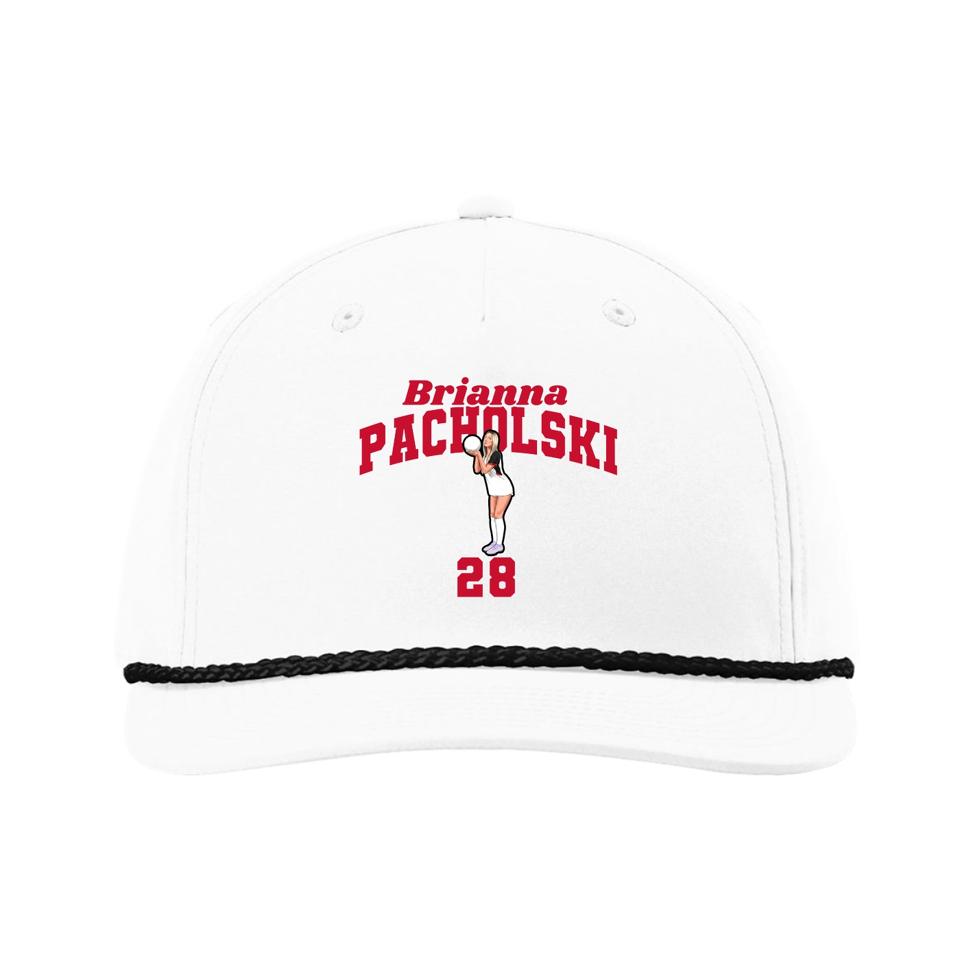 Five-Panel Classic Rope Cap — Signature Arch in White