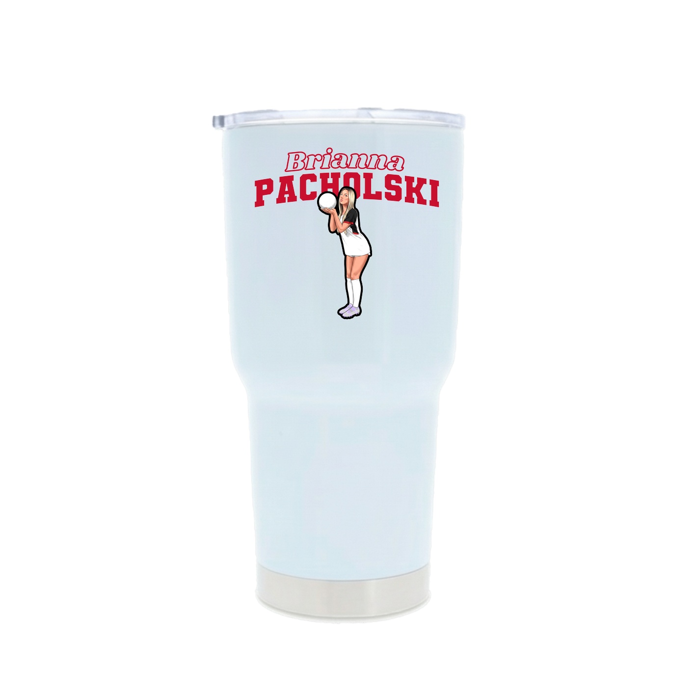 30oz Stainless Steel Tumbler — Name Arch in White