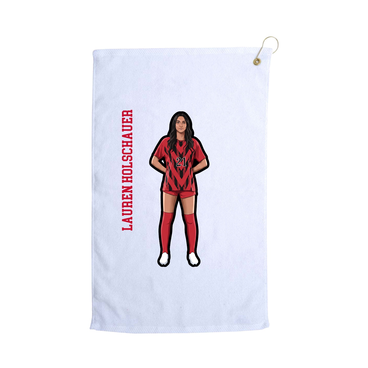 Golf Towel — Name Vertical in White