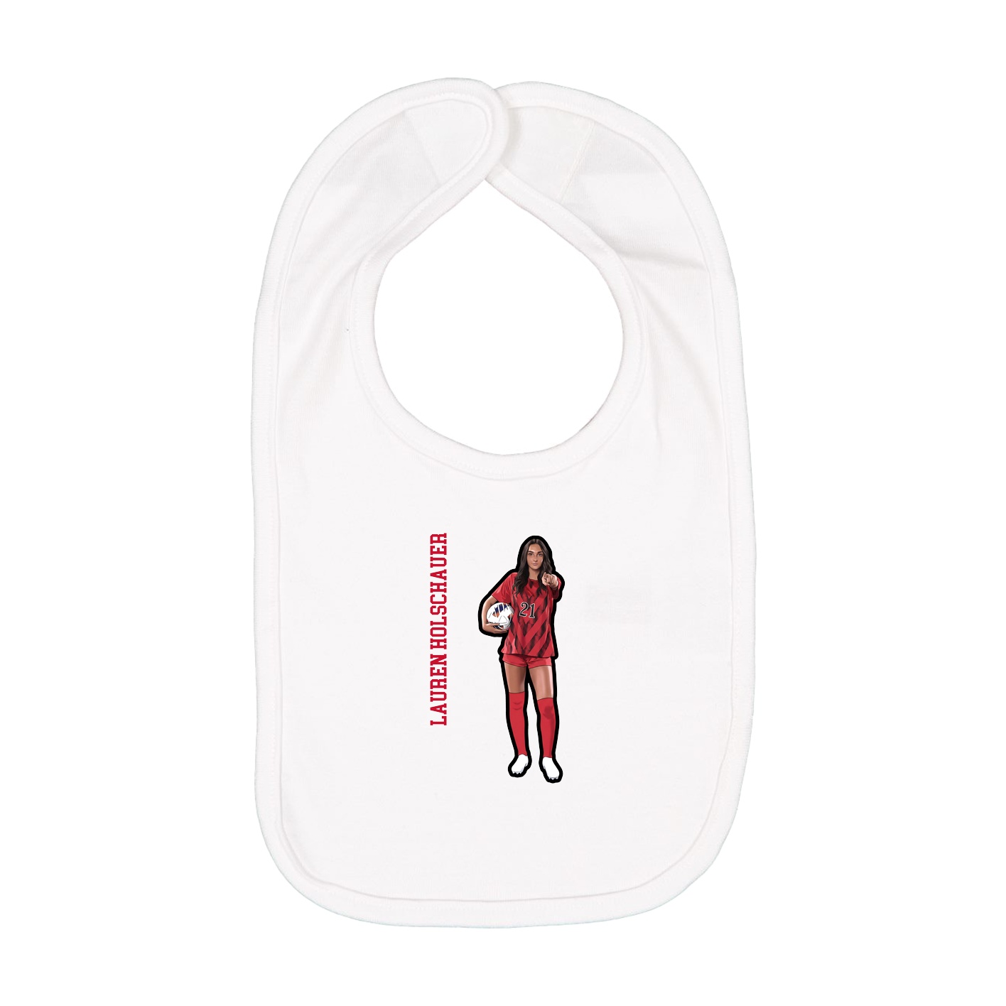 Infant Bib — Name Vertical in White