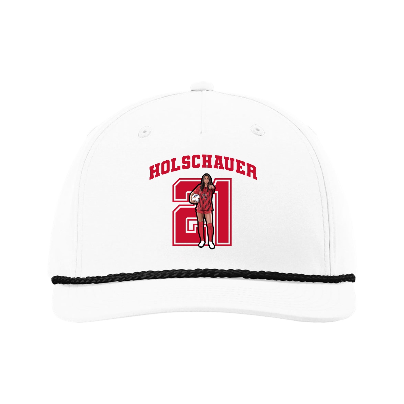 Five-Panel Classic Rope Cap — Number in White