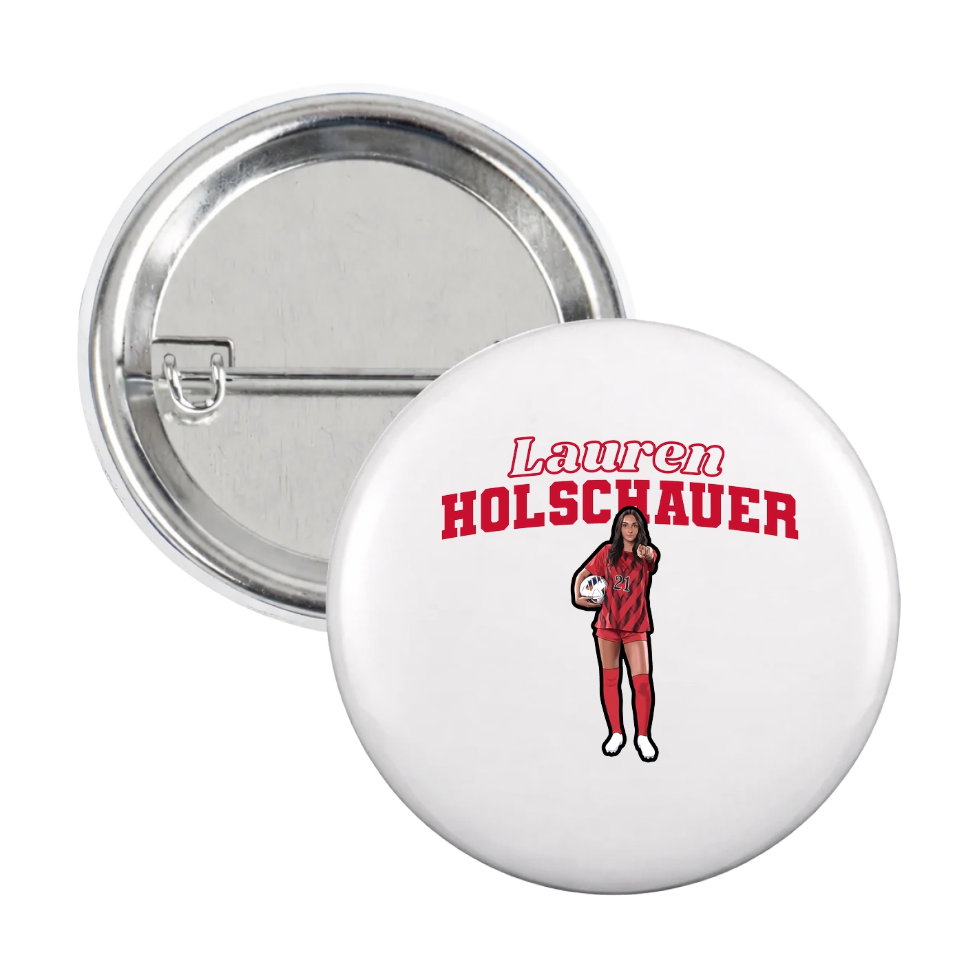 Game Day Button — Name Arch in White
