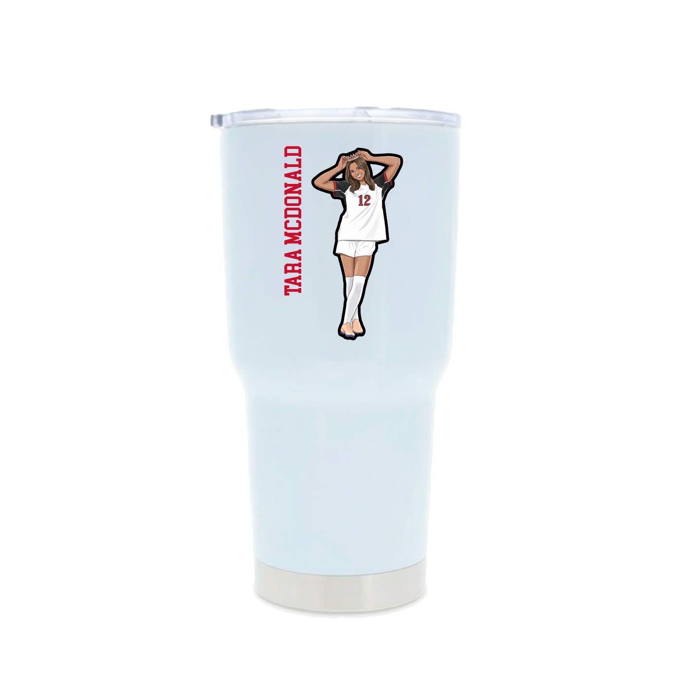 30oz Stainless Steel Tumbler — Name Vertical in White