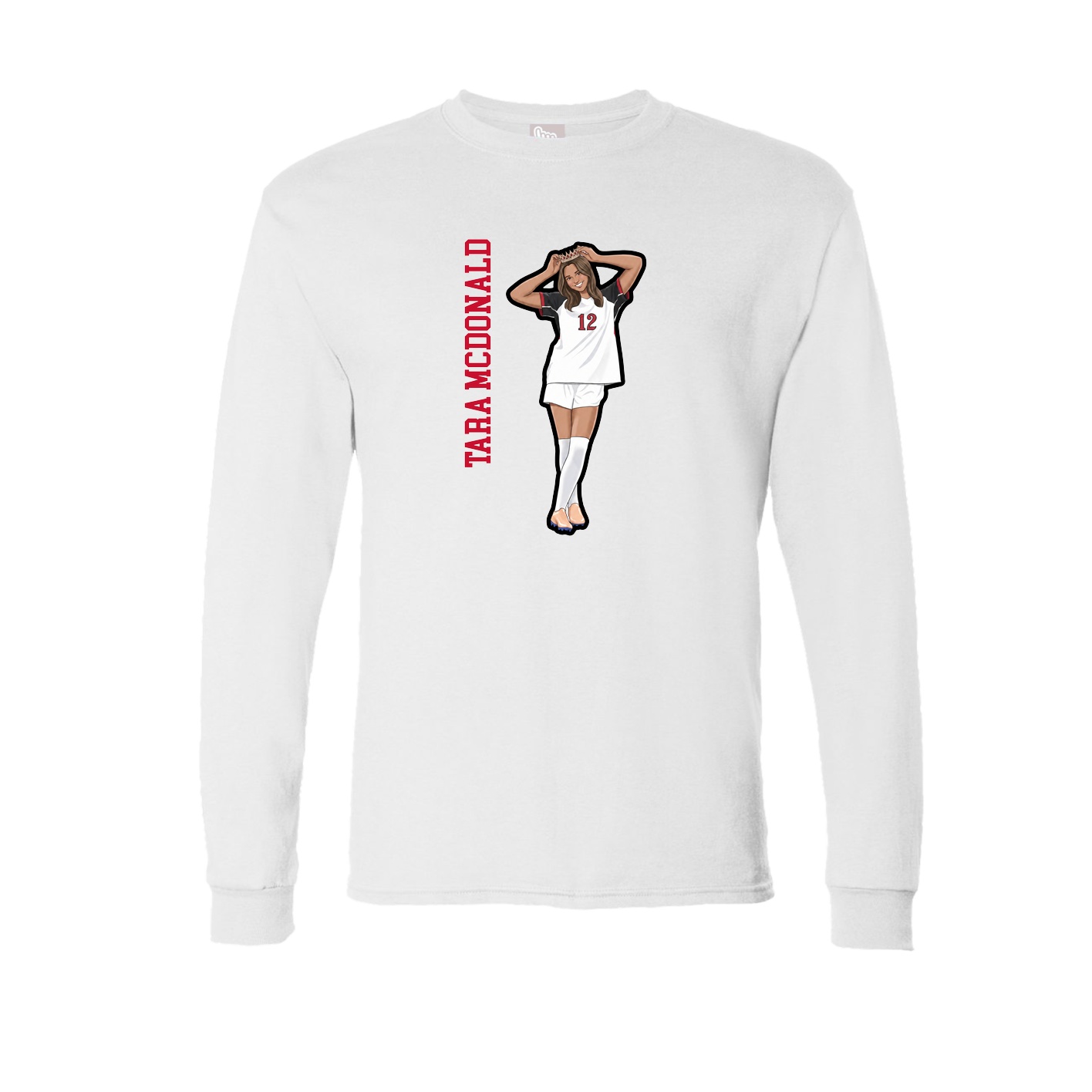 Long Sleeve Tee — Name Vertical in White