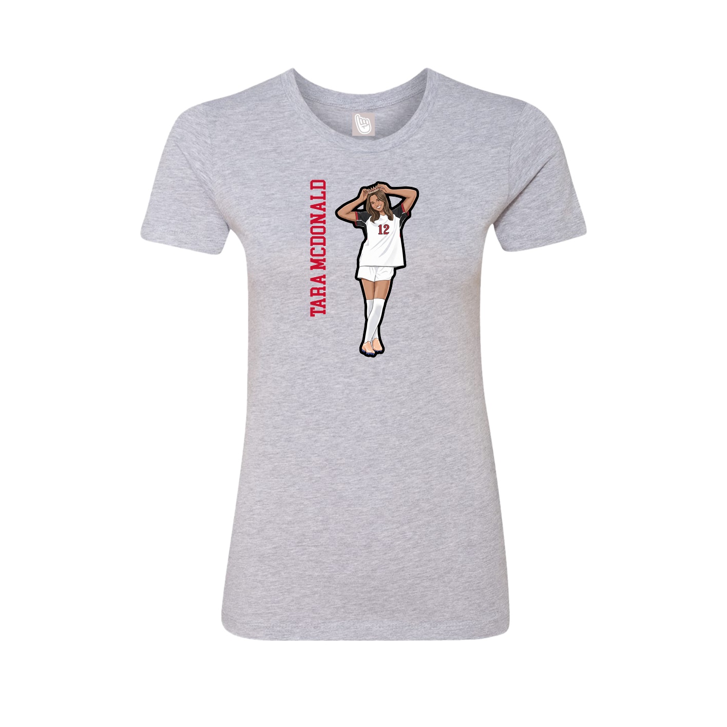Fitted Women's Tee — Name Vertical in Grey