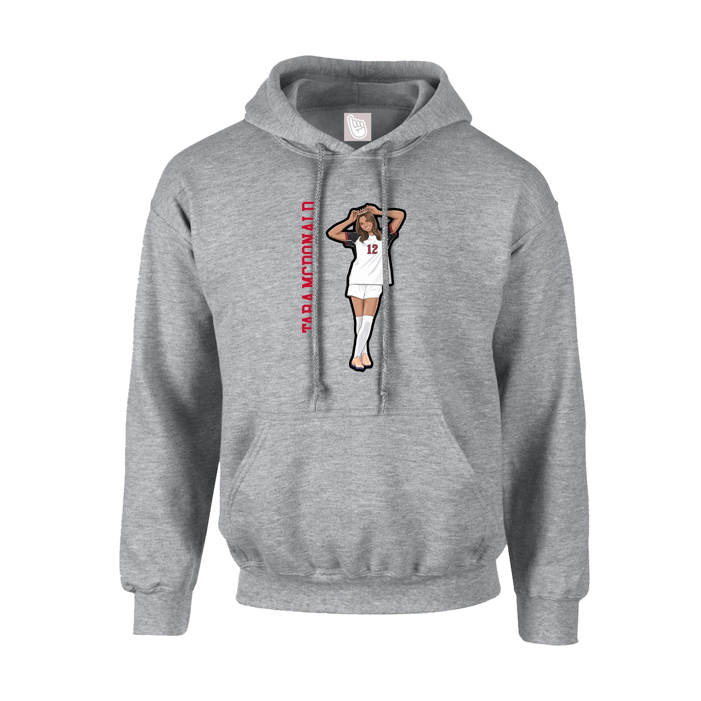 Youth Hoodie — Name Vertical in Grey