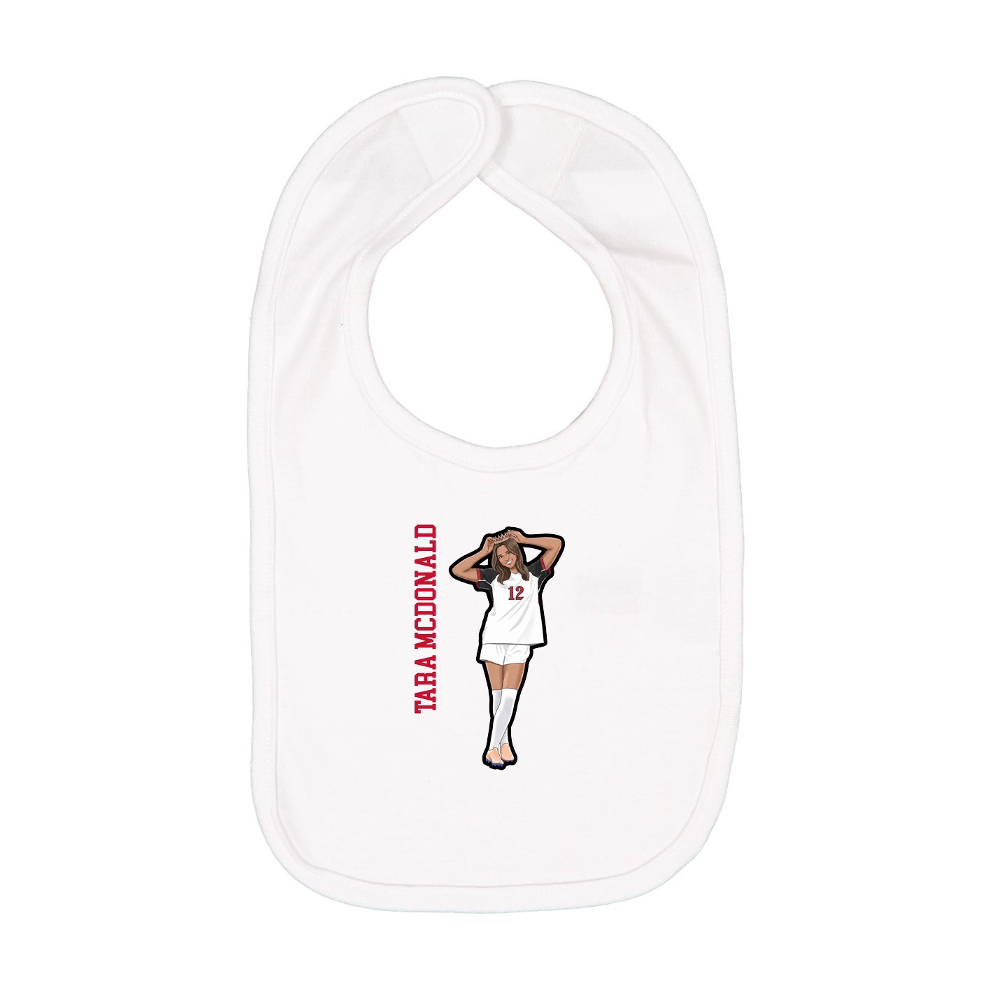Infant Bib — Name Vertical in White