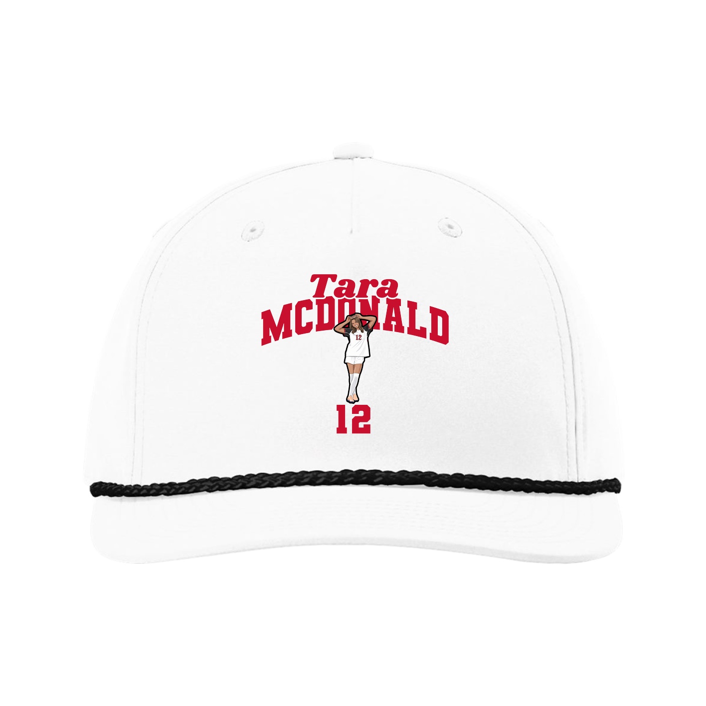 Five-Panel Classic Rope Cap — Signature Arch in White