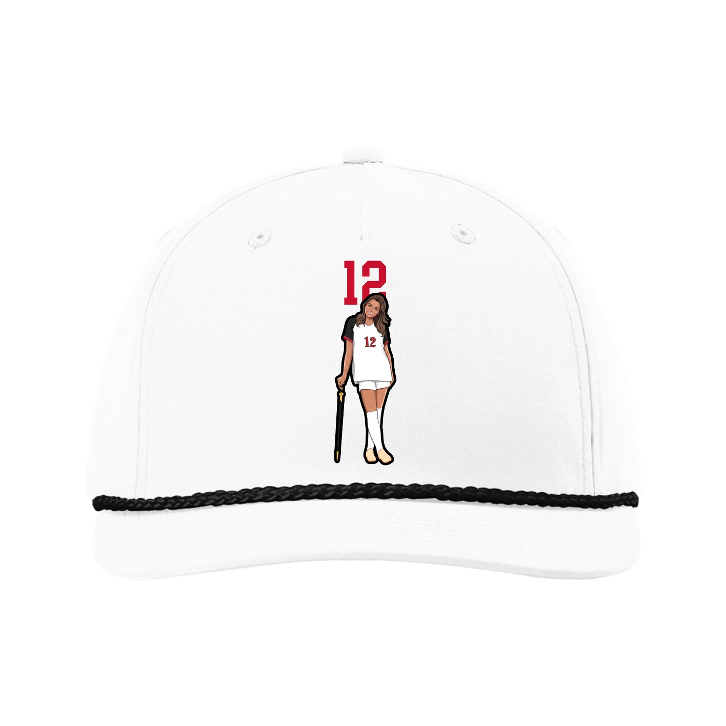 Five-Panel Classic Rope Cap — Number Top in White