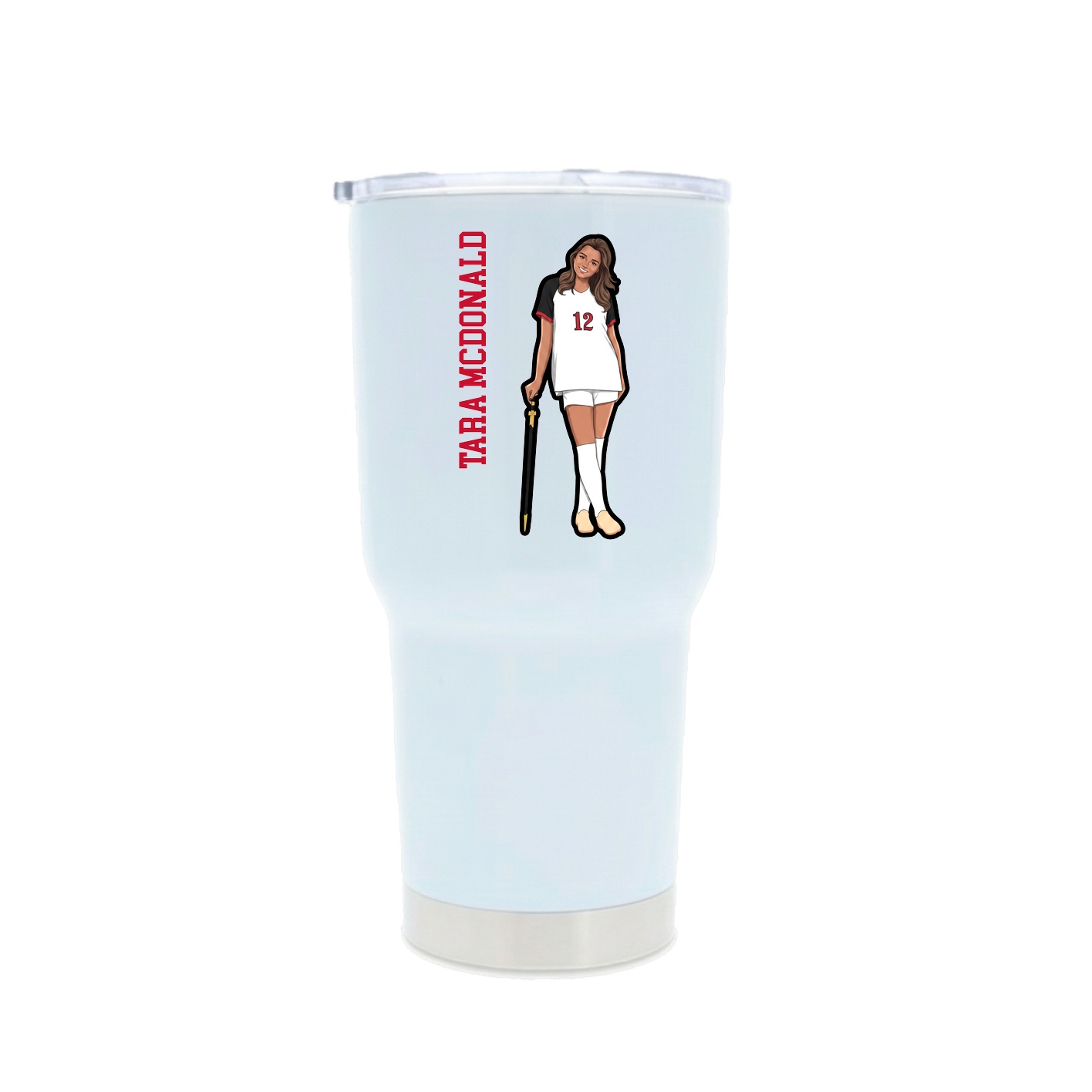 30oz Stainless Steel Tumbler — Name Vertical in White