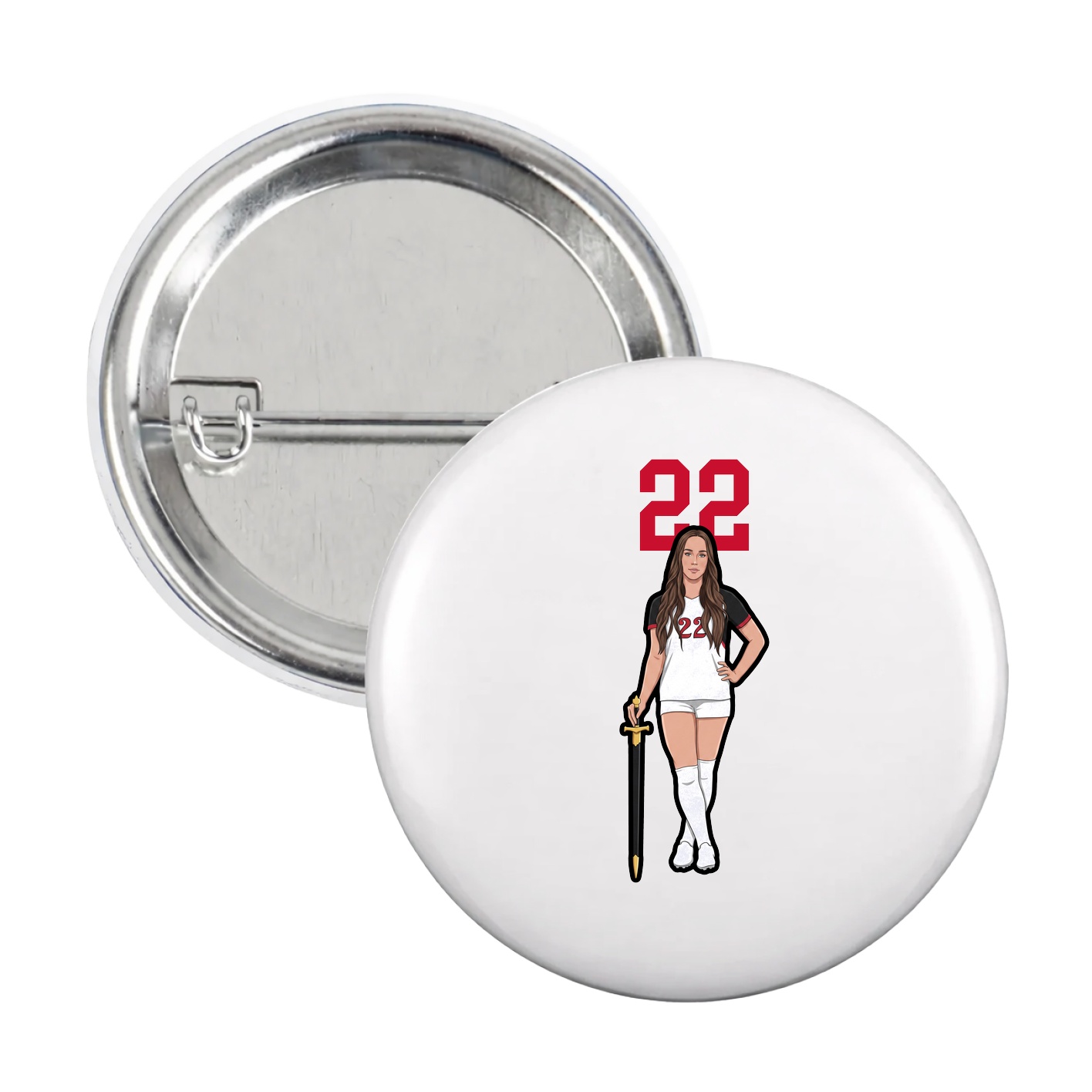Game Day Button — Number Top in White