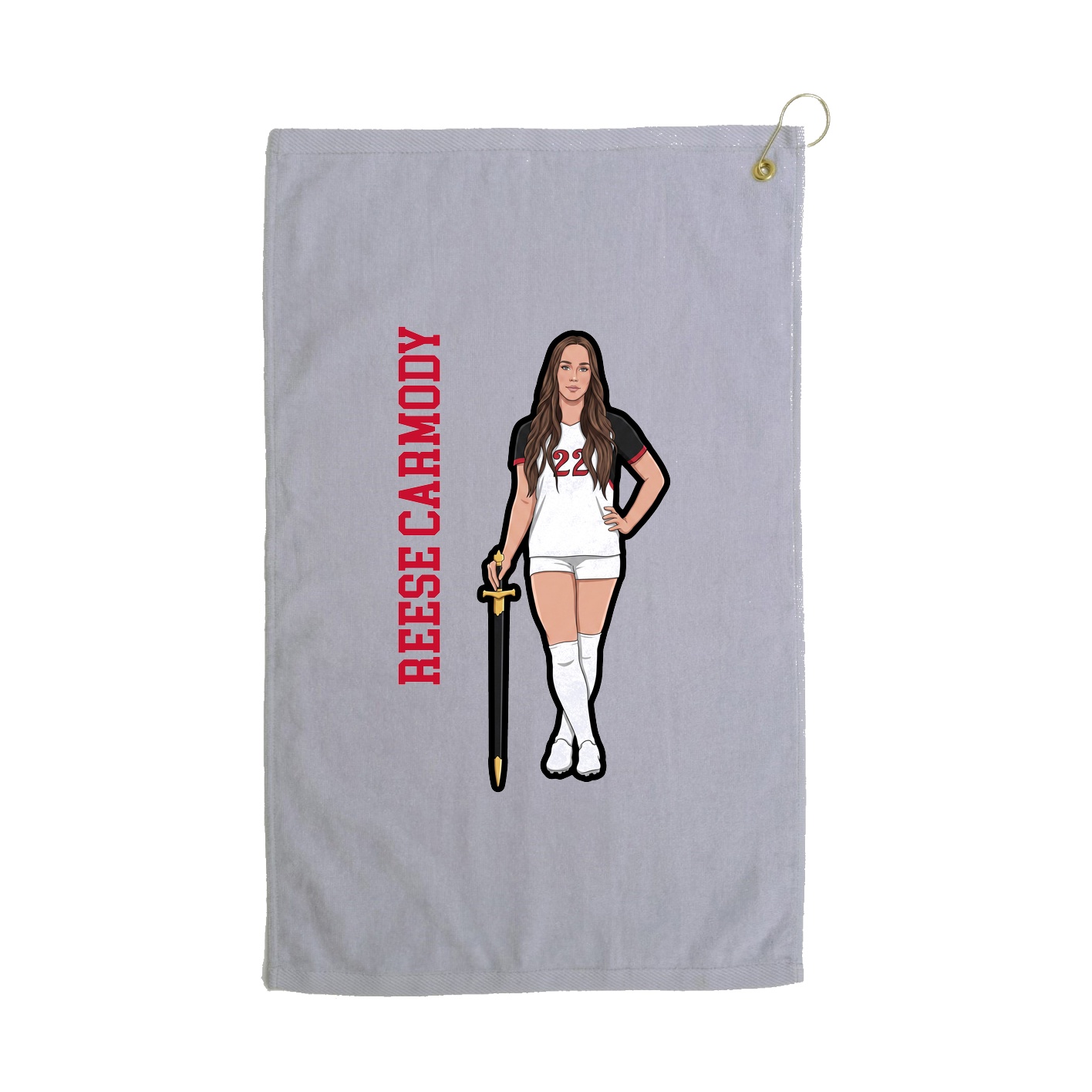 Golf Towel — Name Vertical in Grey