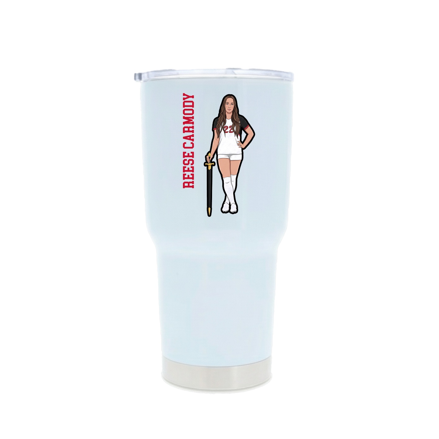 30oz Stainless Steel Tumbler — Name Vertical in White