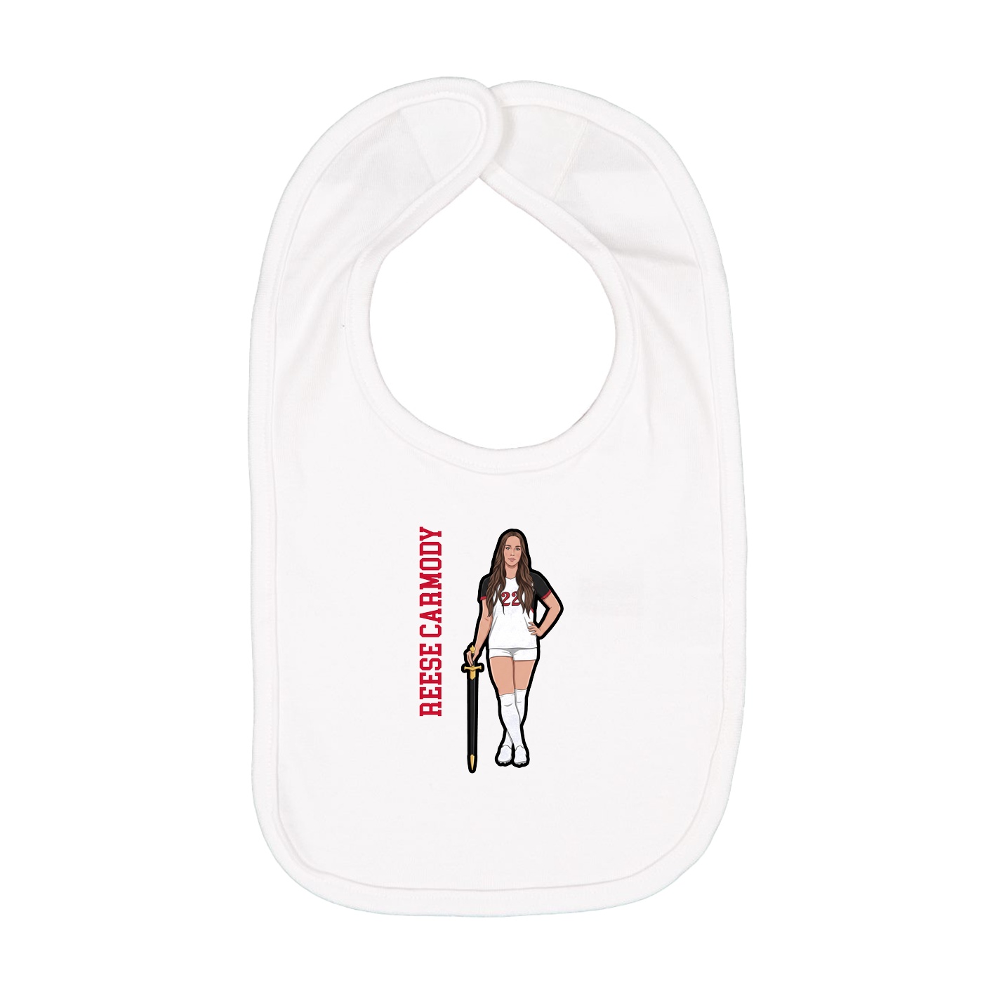 Infant Bib — Name Vertical in White