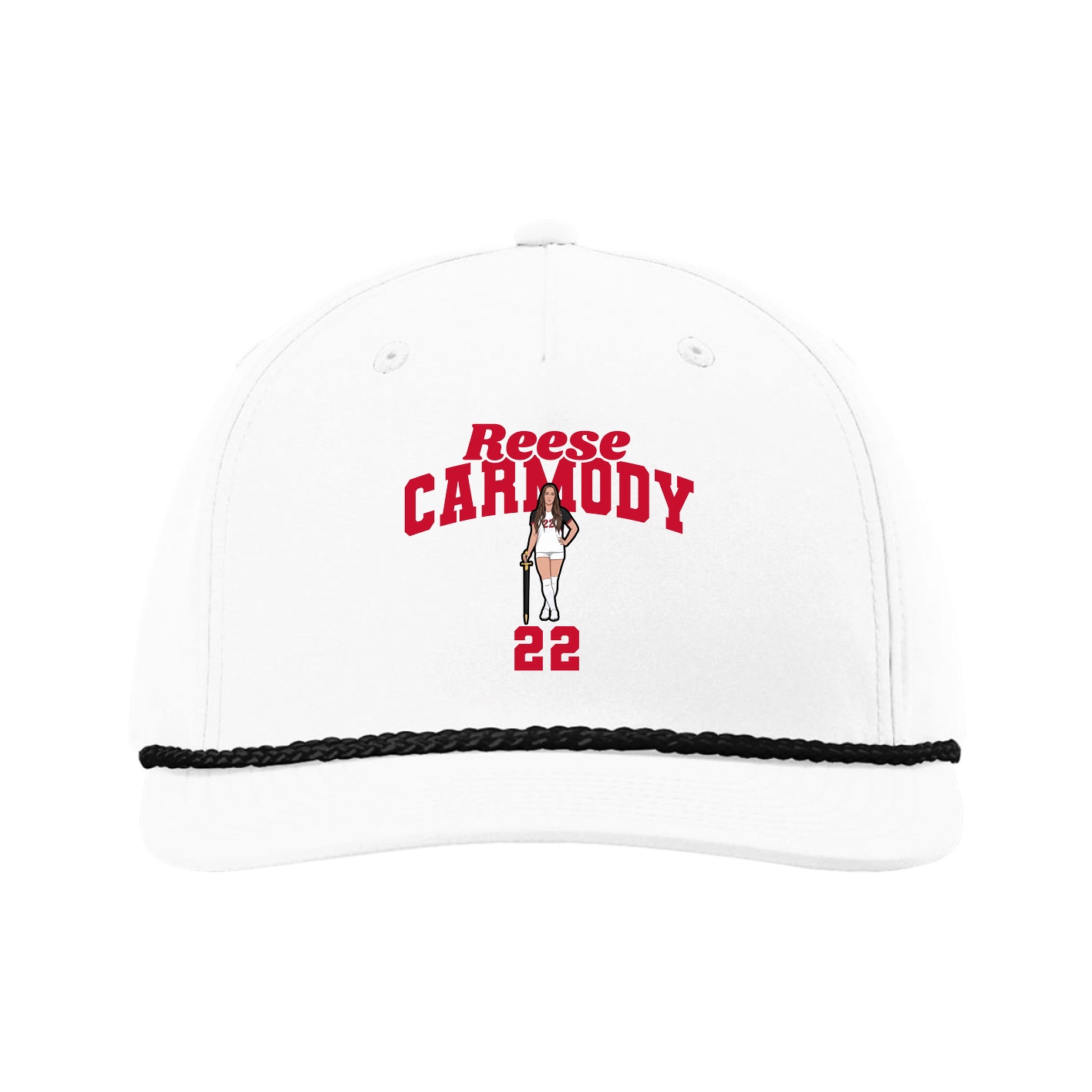 Five-Panel Classic Rope Cap — Signature Arch in White