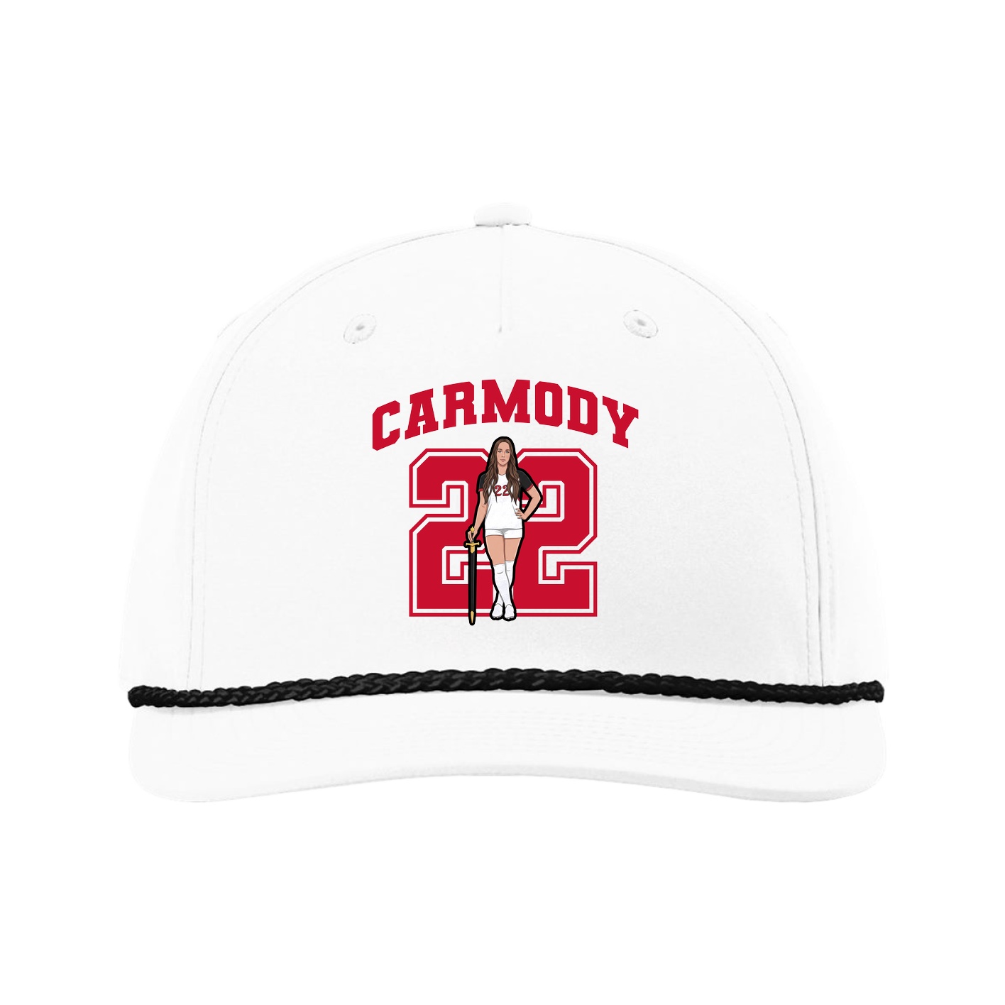 Five-Panel Classic Rope Cap — Number in White