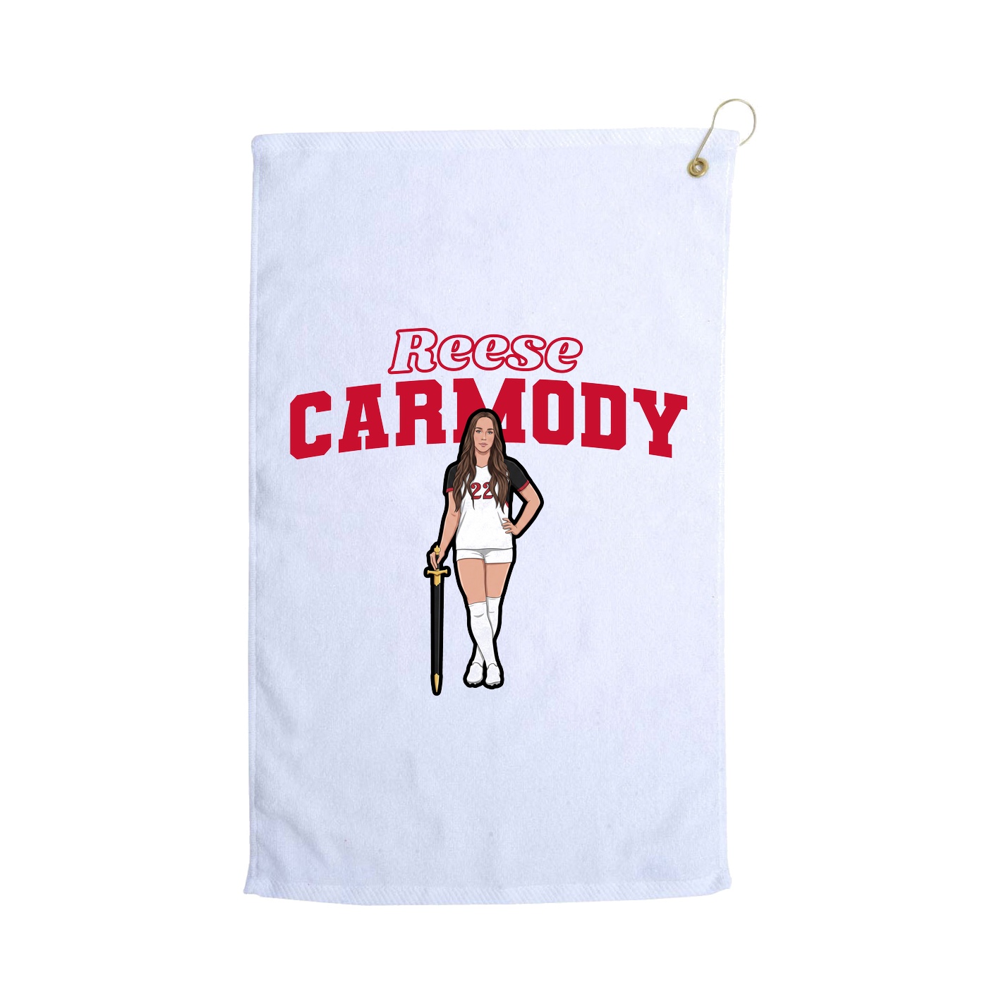 Golf Towel — Name Arch in White