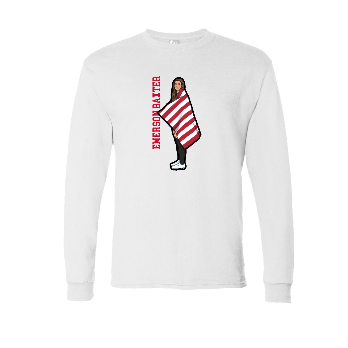 Long Sleeve Tee — Name Vertical in White