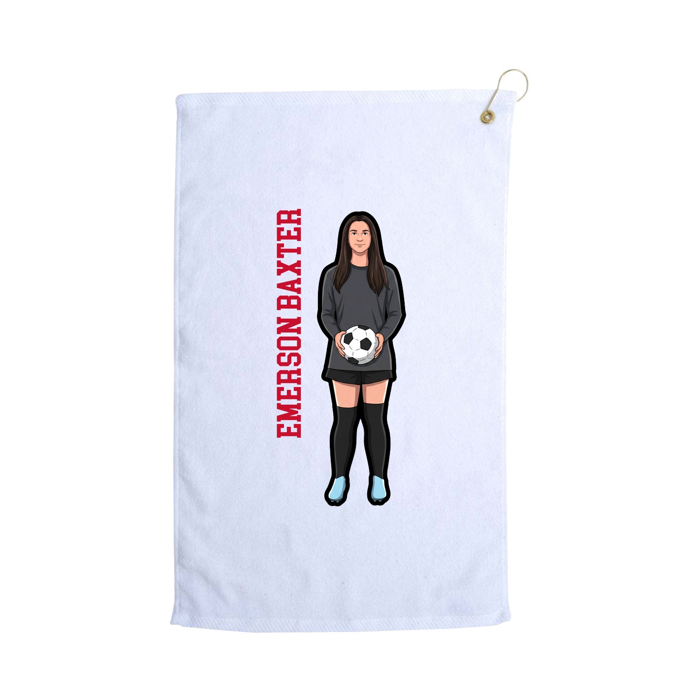 Golf Towel — Name Vertical in White