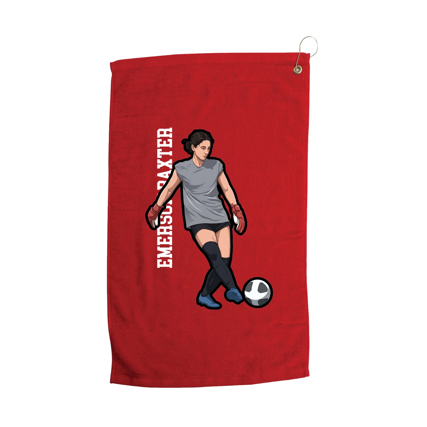 Golf Towel — Name Vertical in Red