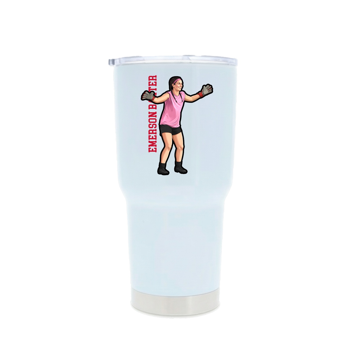 30oz Stainless Steel Tumbler — Name Vertical in White