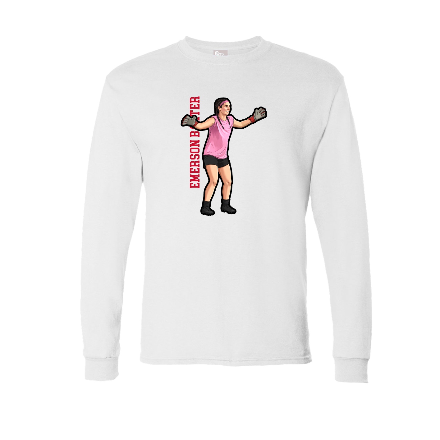 Long Sleeve Tee — Name Vertical in White