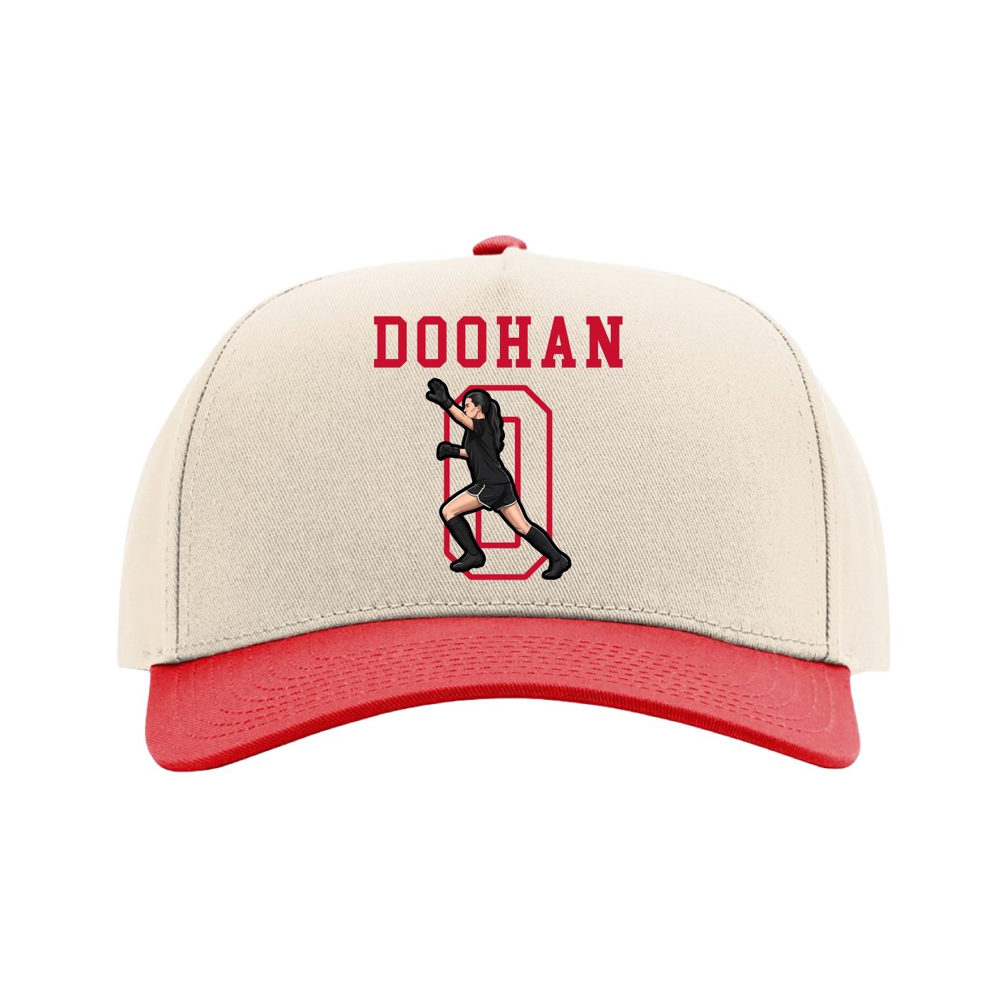 Full Fabric Five-Panel Champ Cap — Shirsey in Cream/Red