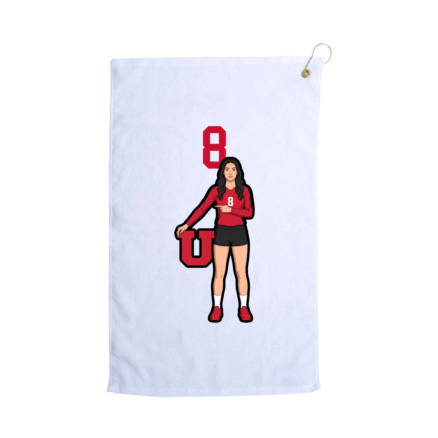 Golf Towel — Number Top in White