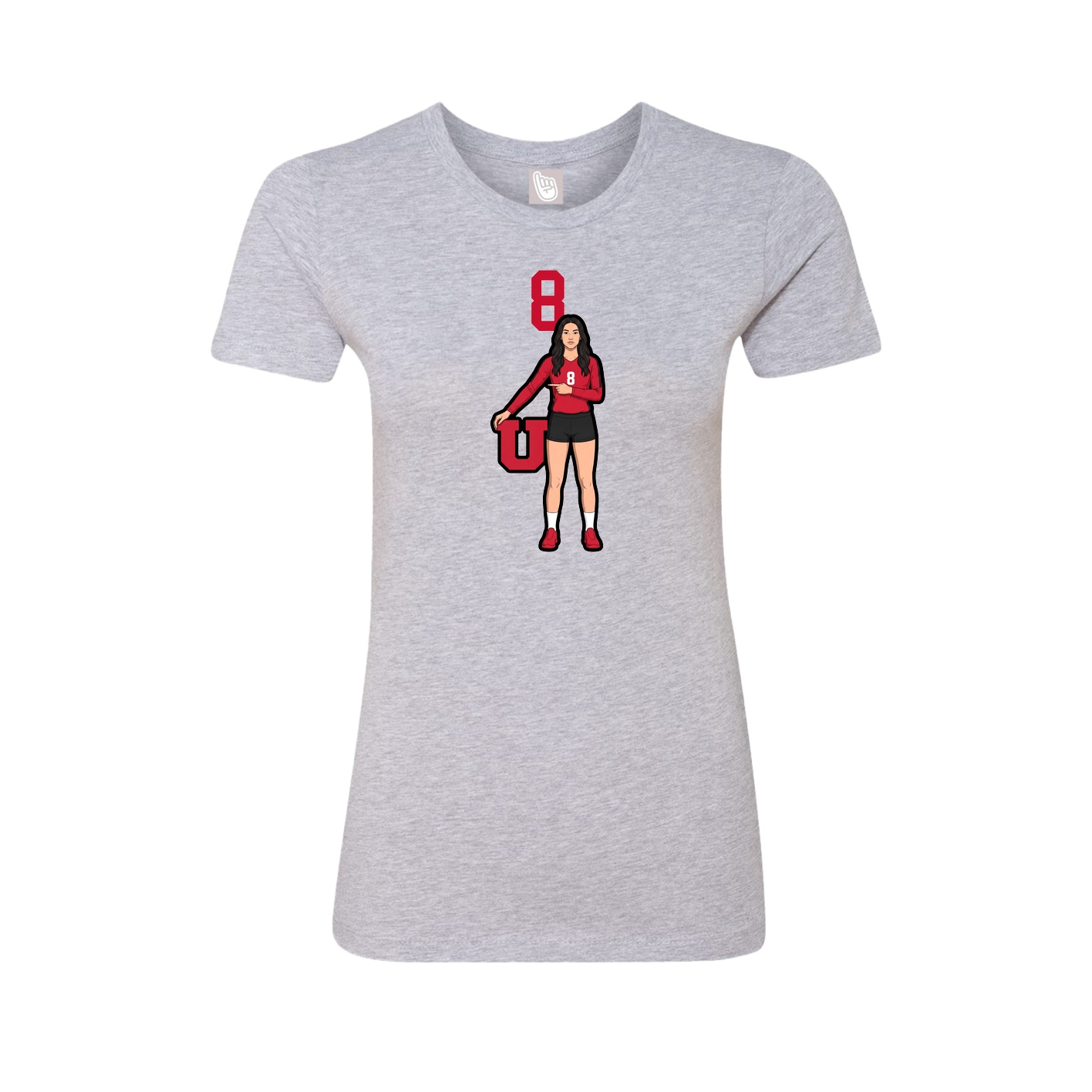 Fitted Women's Tee — Number Top in Grey