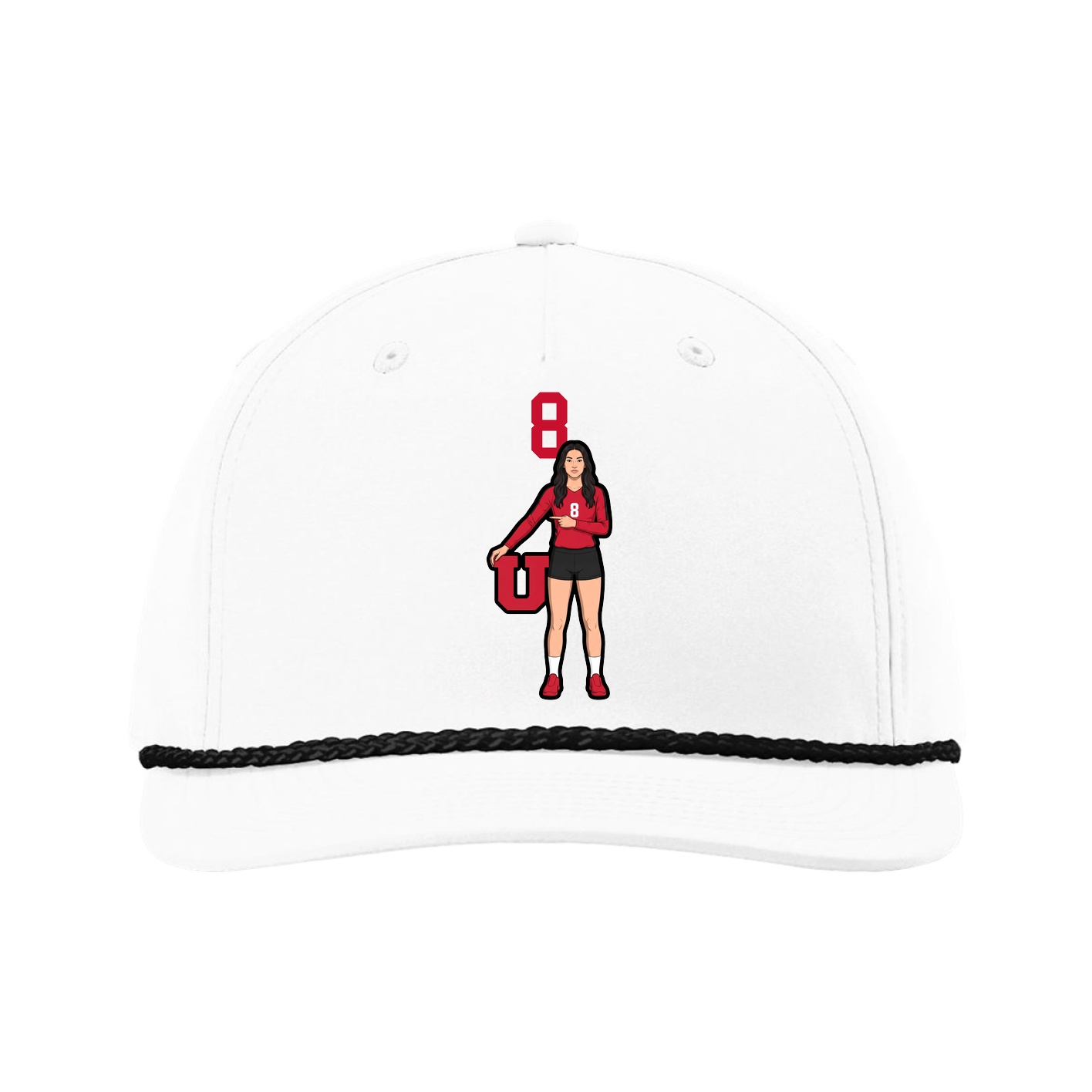 Five-Panel Classic Rope Cap — Number Top in White