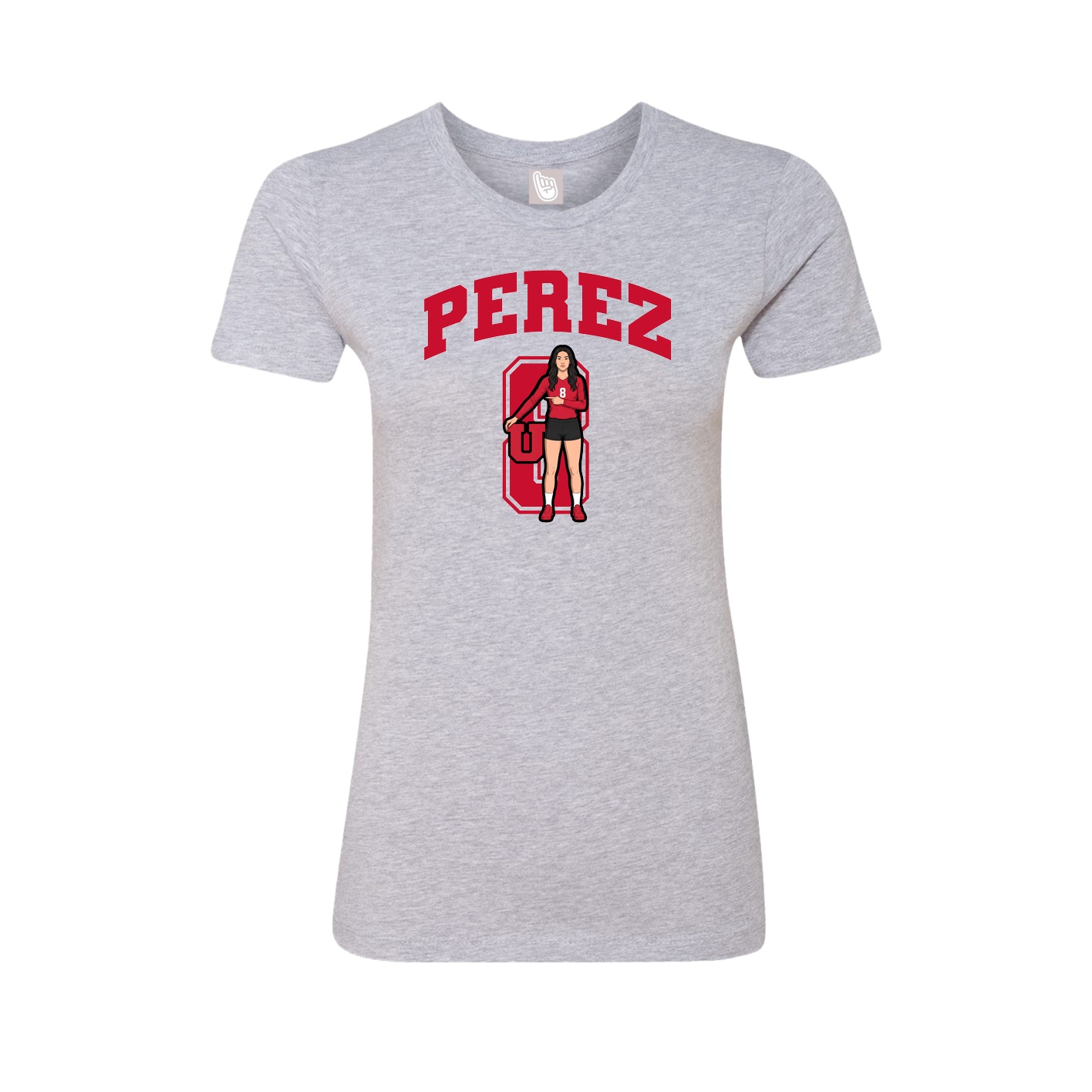 Fitted Women's Tee — Number in Grey
