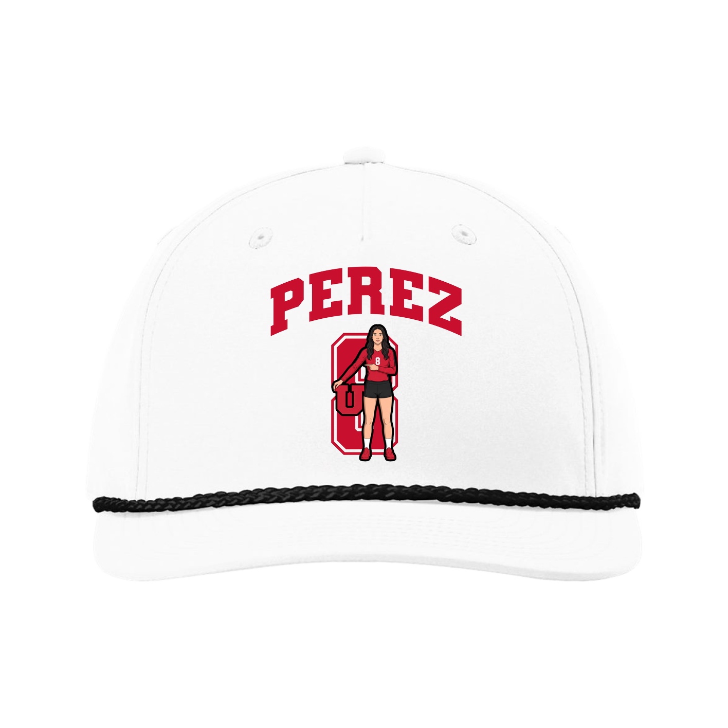 Five-Panel Classic Rope Cap — Number in White