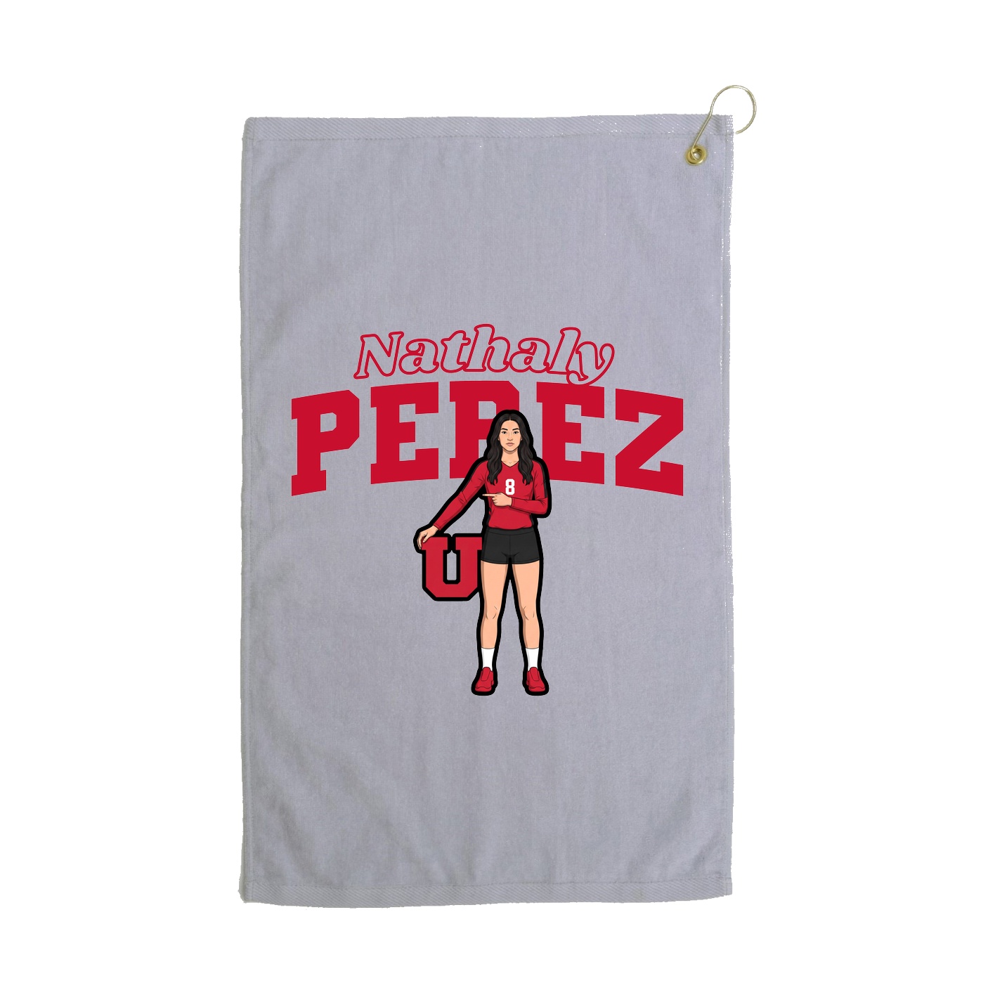 Golf Towel — Name Arch in Grey
